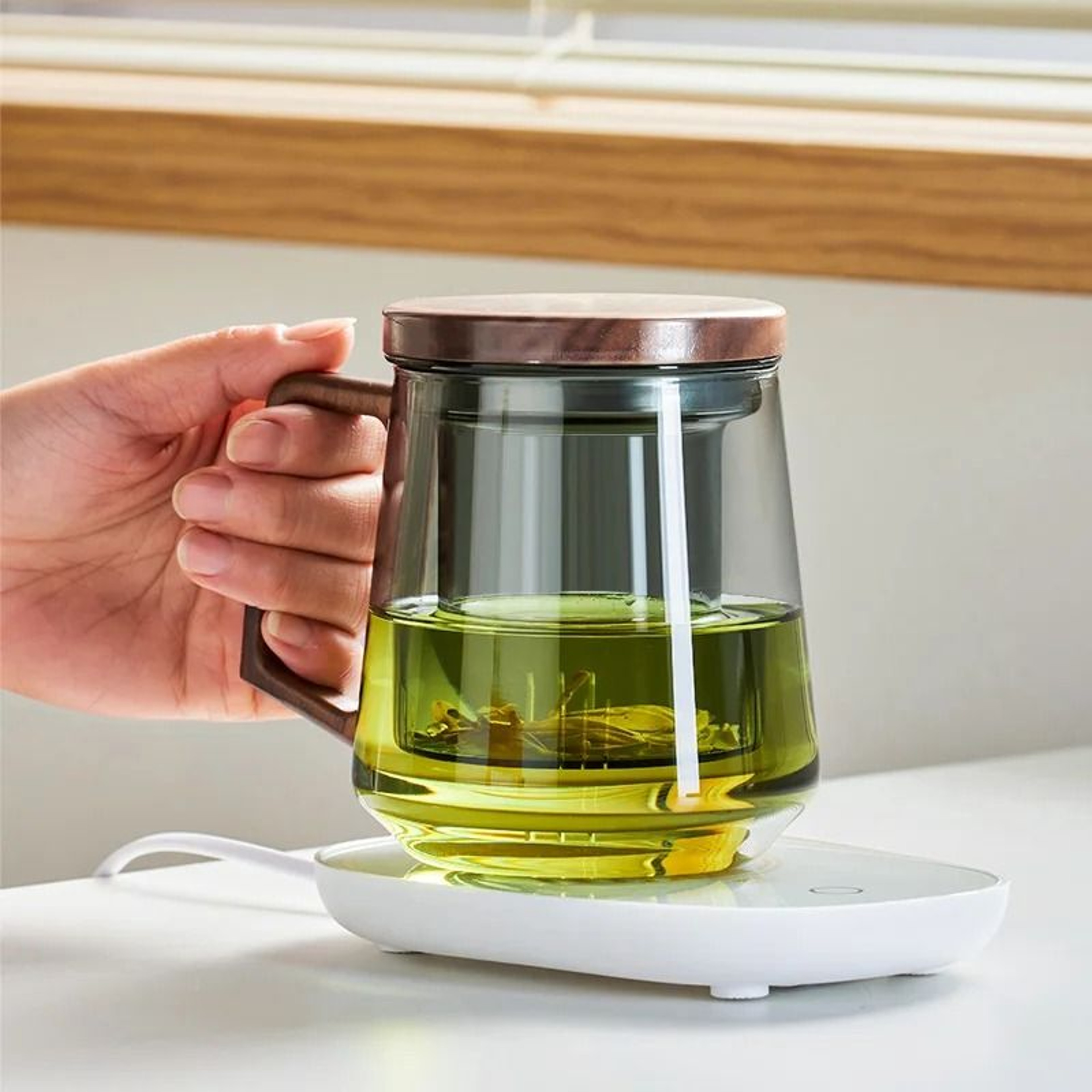 Glass Tea Cup With Wood Handle And BuiltIn Filter For Kung Fu Tea Rituals 2