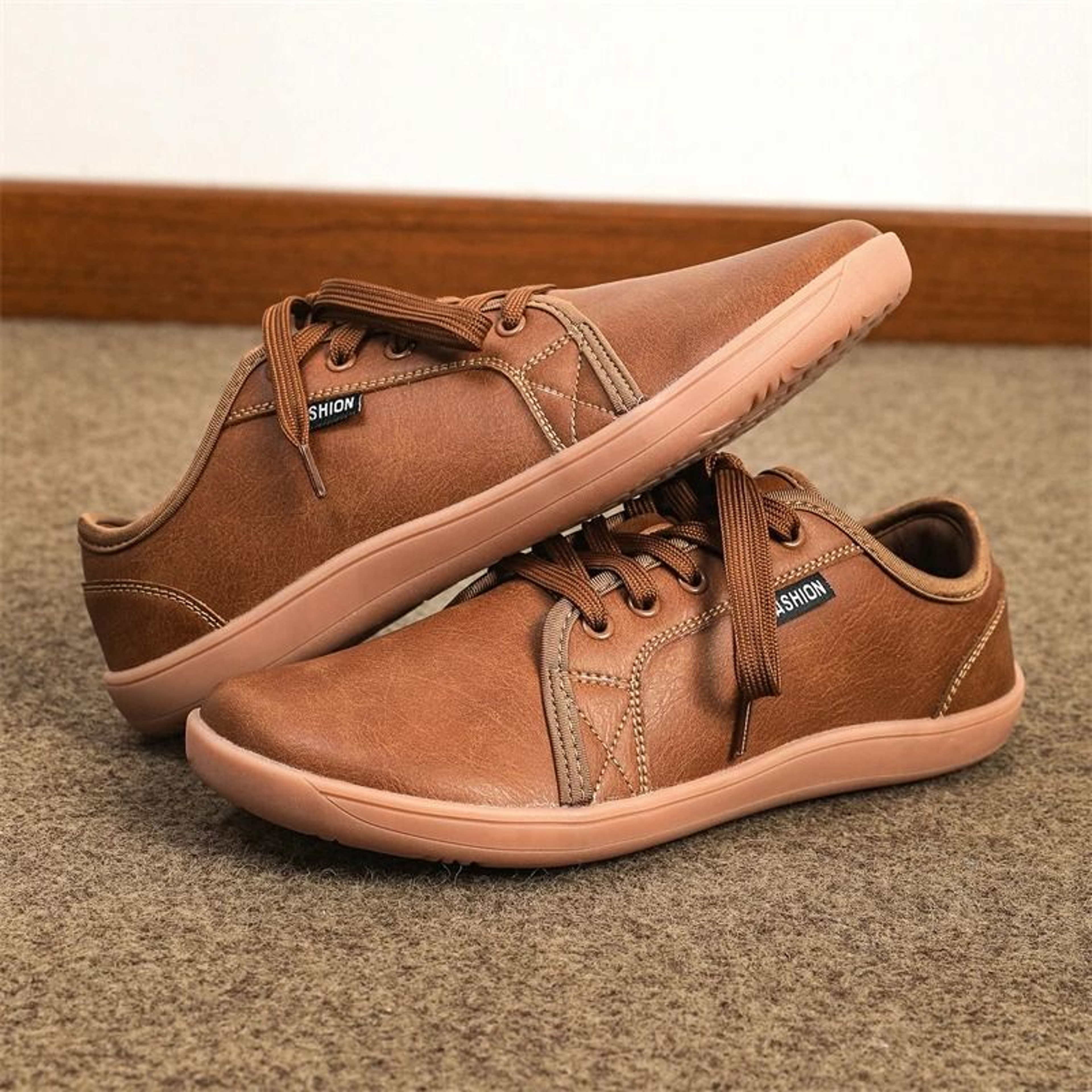 Mens Minimalist Split Leather Wide Toe Box Barefoot Sneakers 7