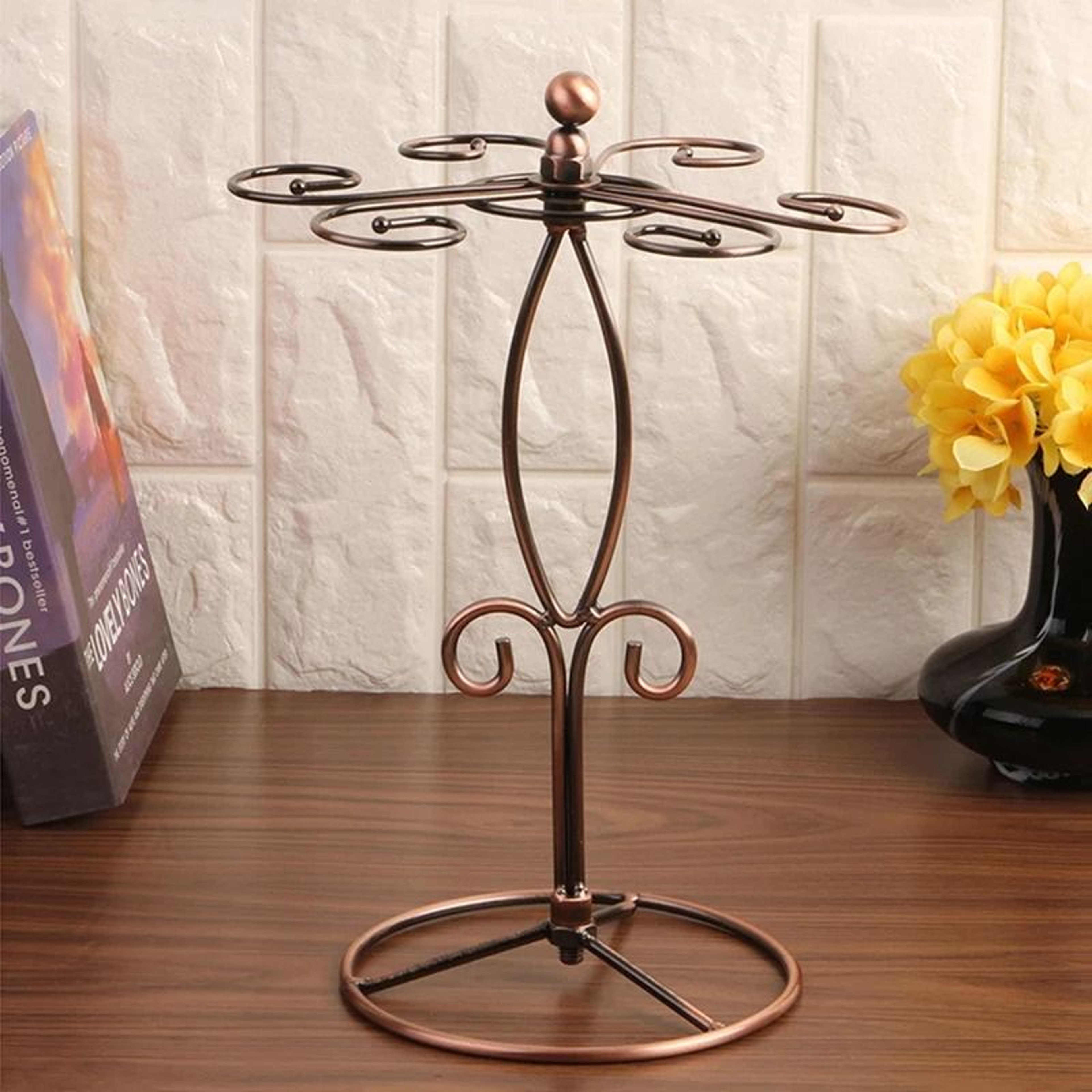 Countertop Wine Glass Rack For 6 Glasses Kitchen Storage And Home Decor 2