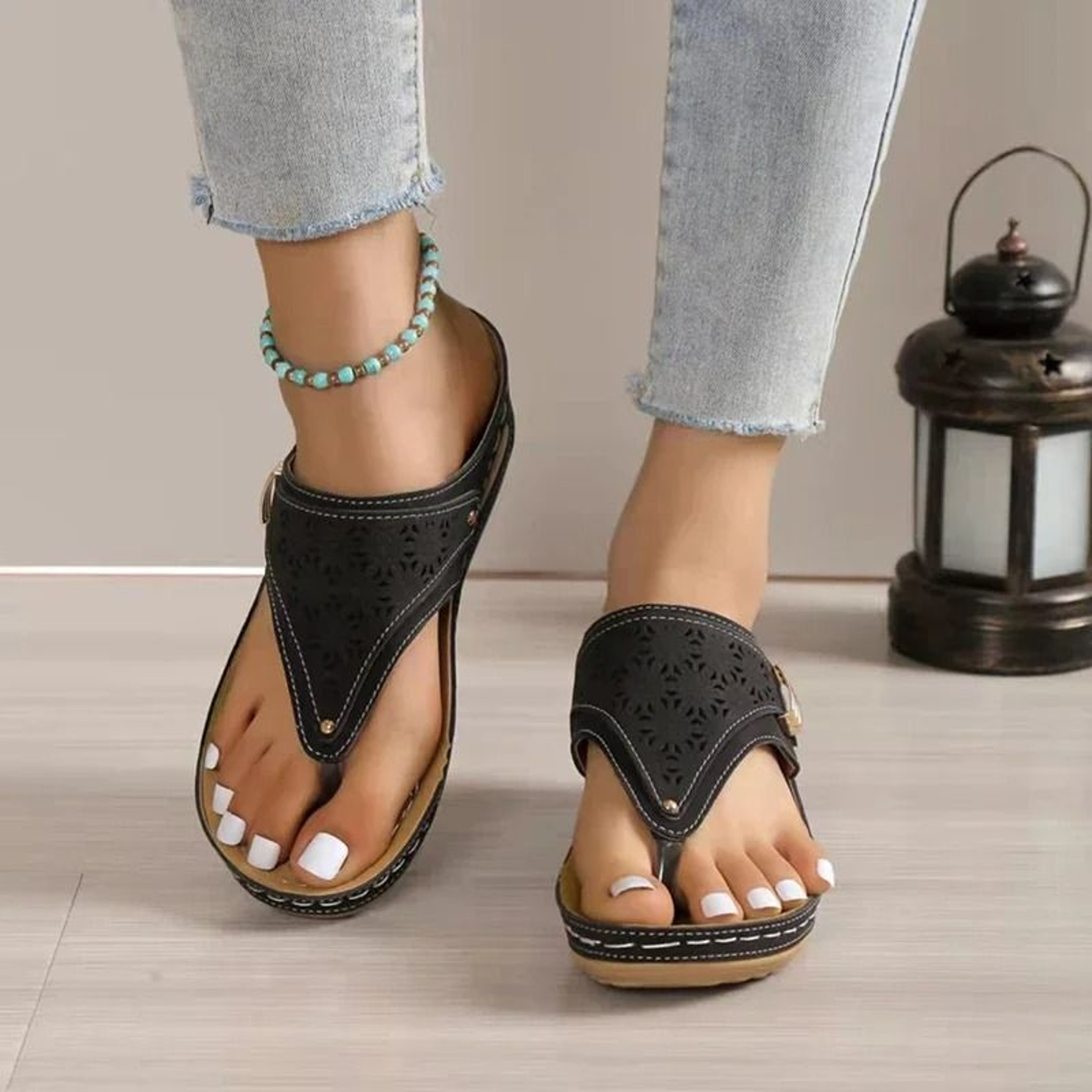 Womens Orthopedic Wedge Sandals Lightweight Soft Platform Flip Flops 3