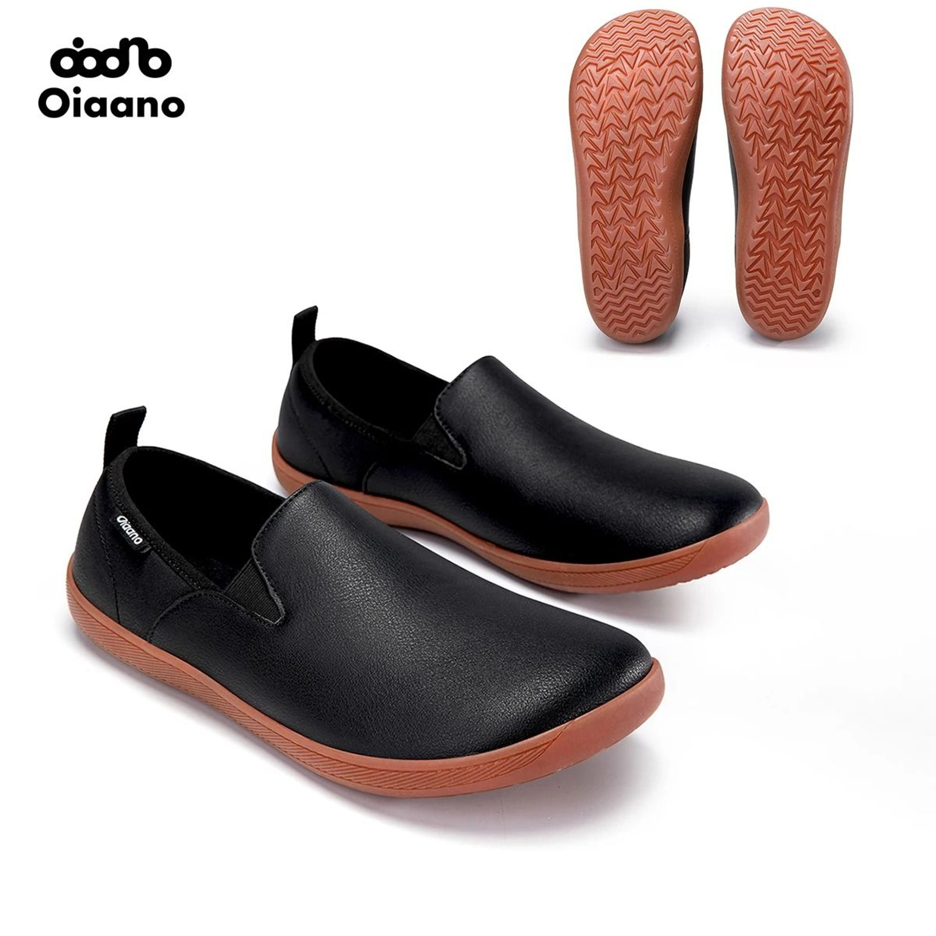 Oiaano Wide Toe Leather Slip On Loafers Men Minimalist Driving Office Shoes 0