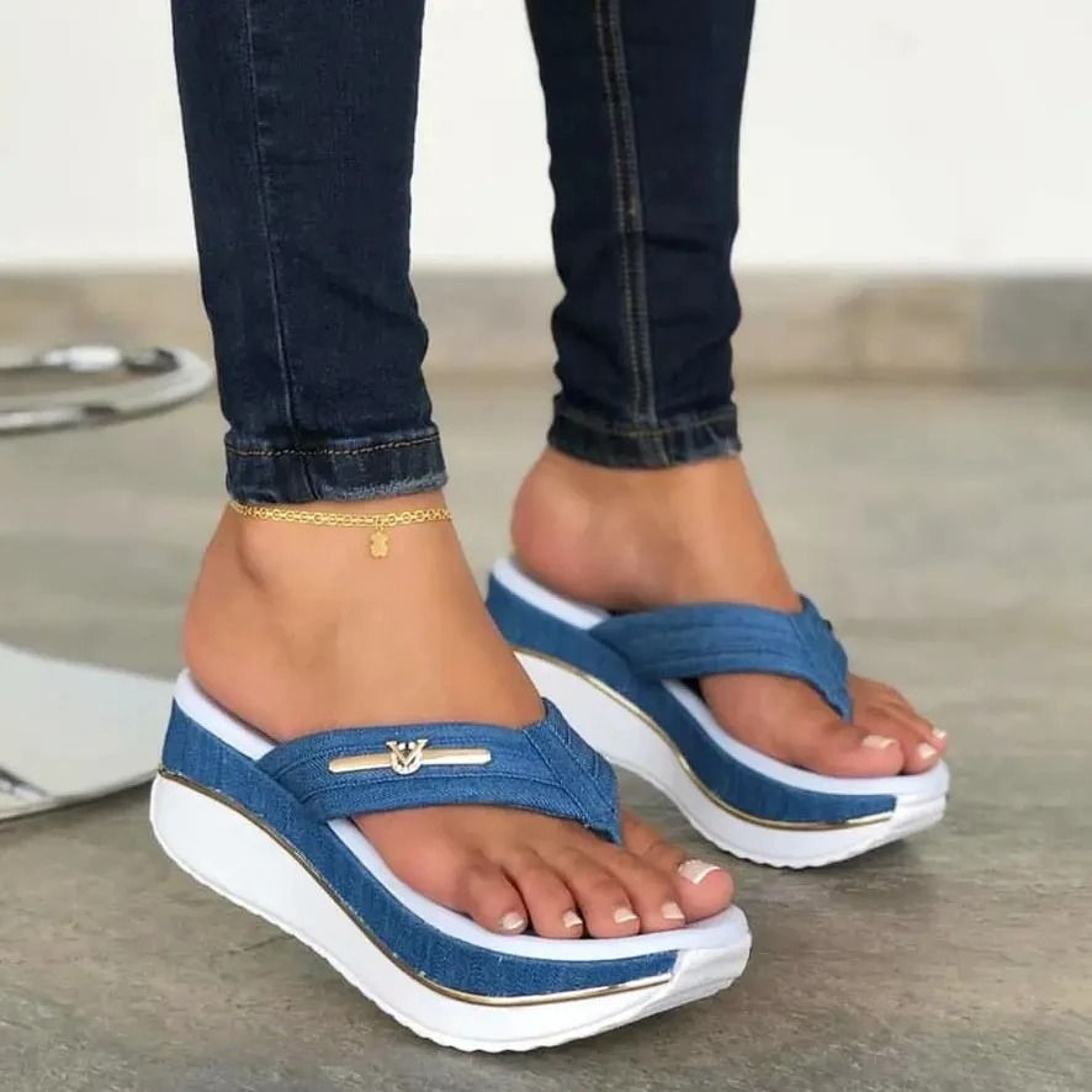 Women Casual Platform Wedge Slip On Peep Toe Sandals Summer Comfort 0
