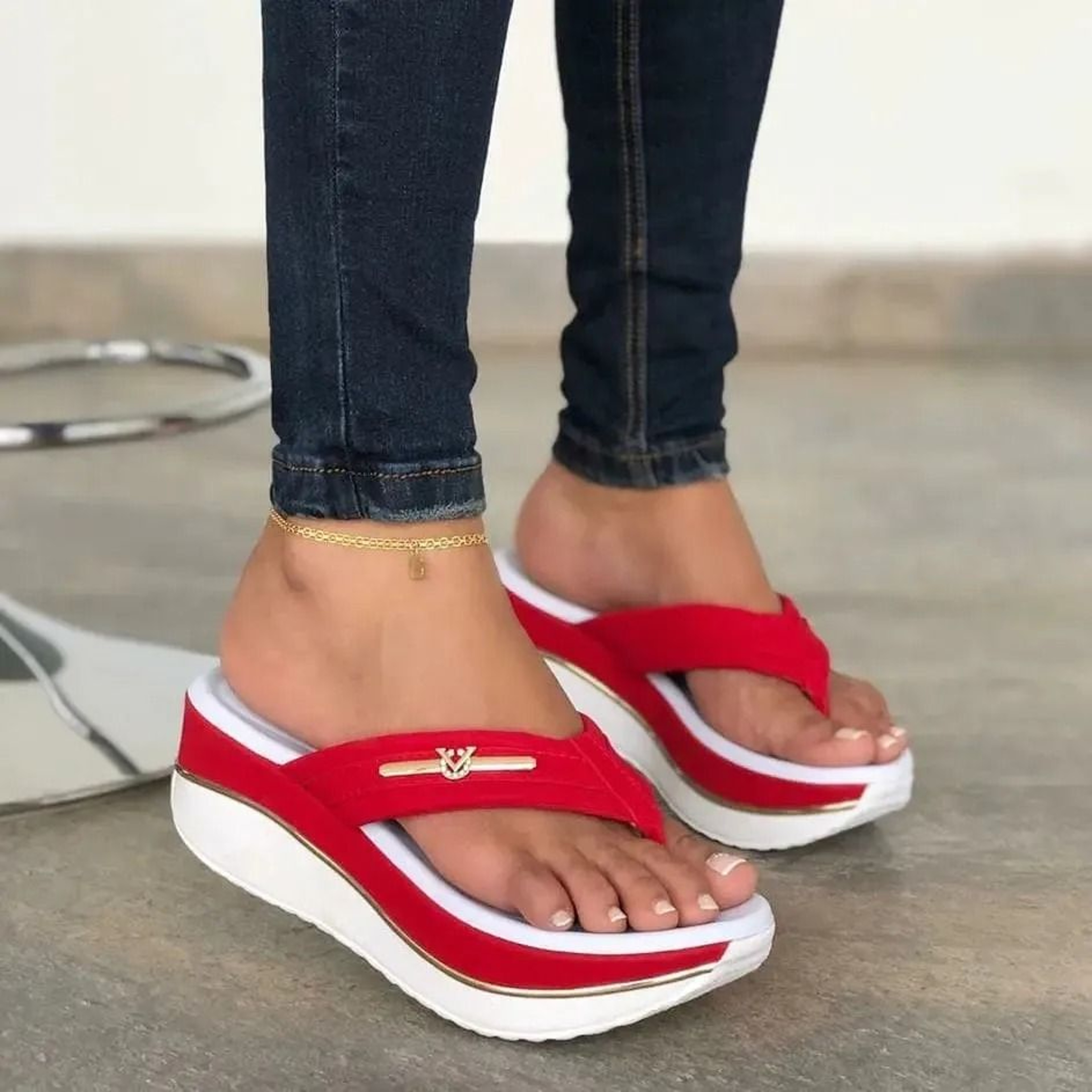 Women Casual Platform Wedge Slip On Peep Toe Sandals Summer Comfort 6