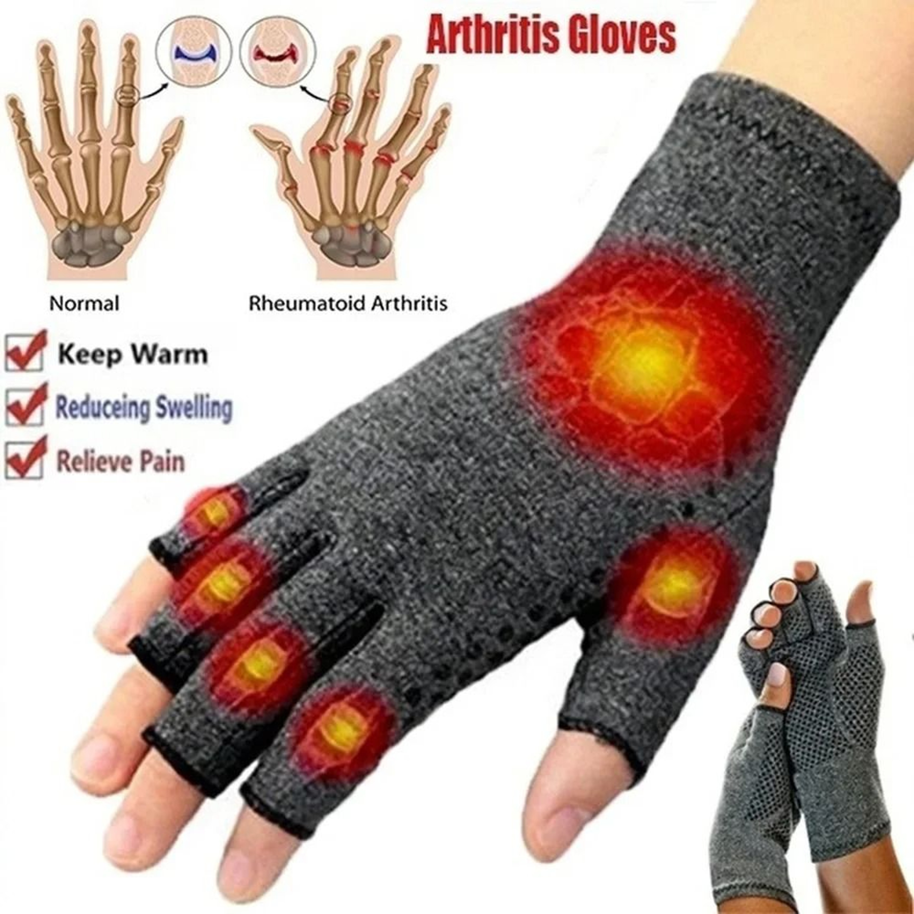 Compression Arthritis Gloves Half Finger Wrist Support For Joint Pain Relief And Cycling 0