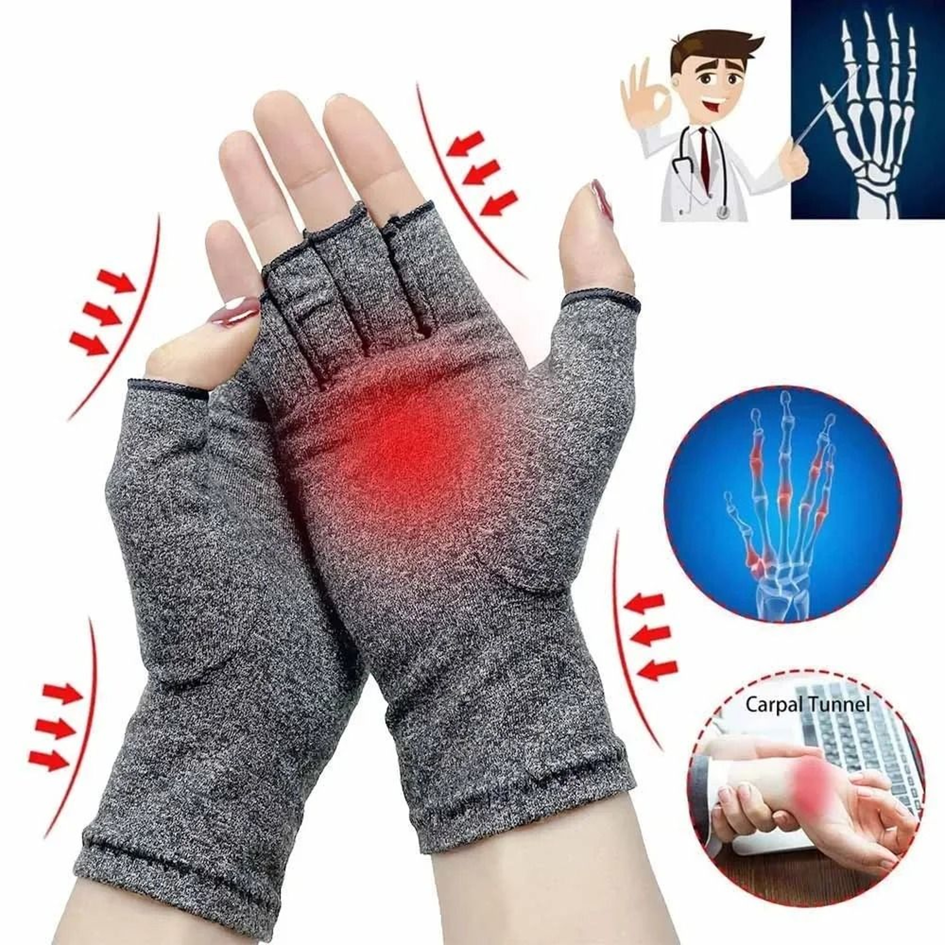 Compression Arthritis Gloves Half Finger Wrist Support For Joint Pain Relief And Cycling 2