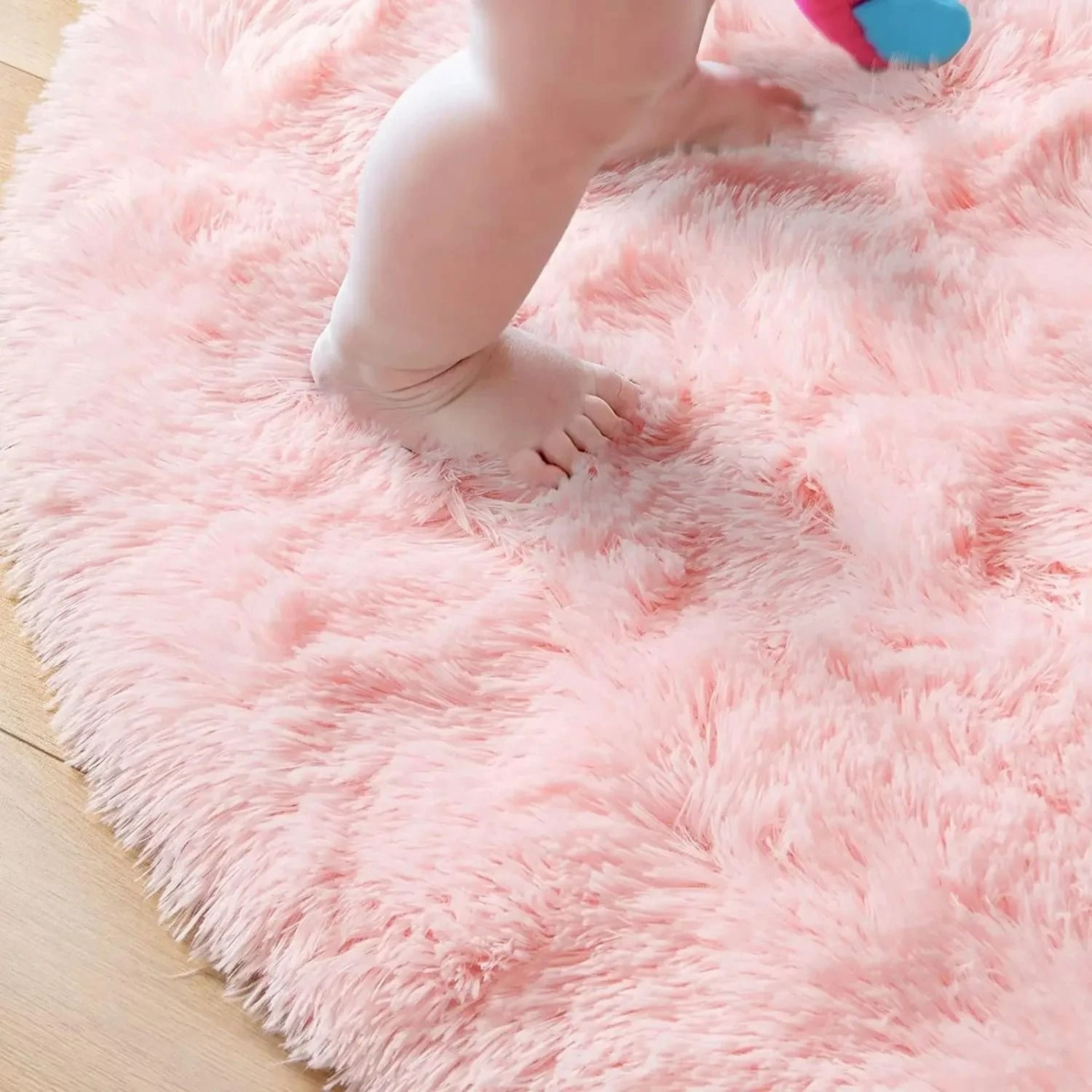 Round Fluffy Soft Area Rug Princess Castle Circle Kids Room Decor Plush Carpet 1