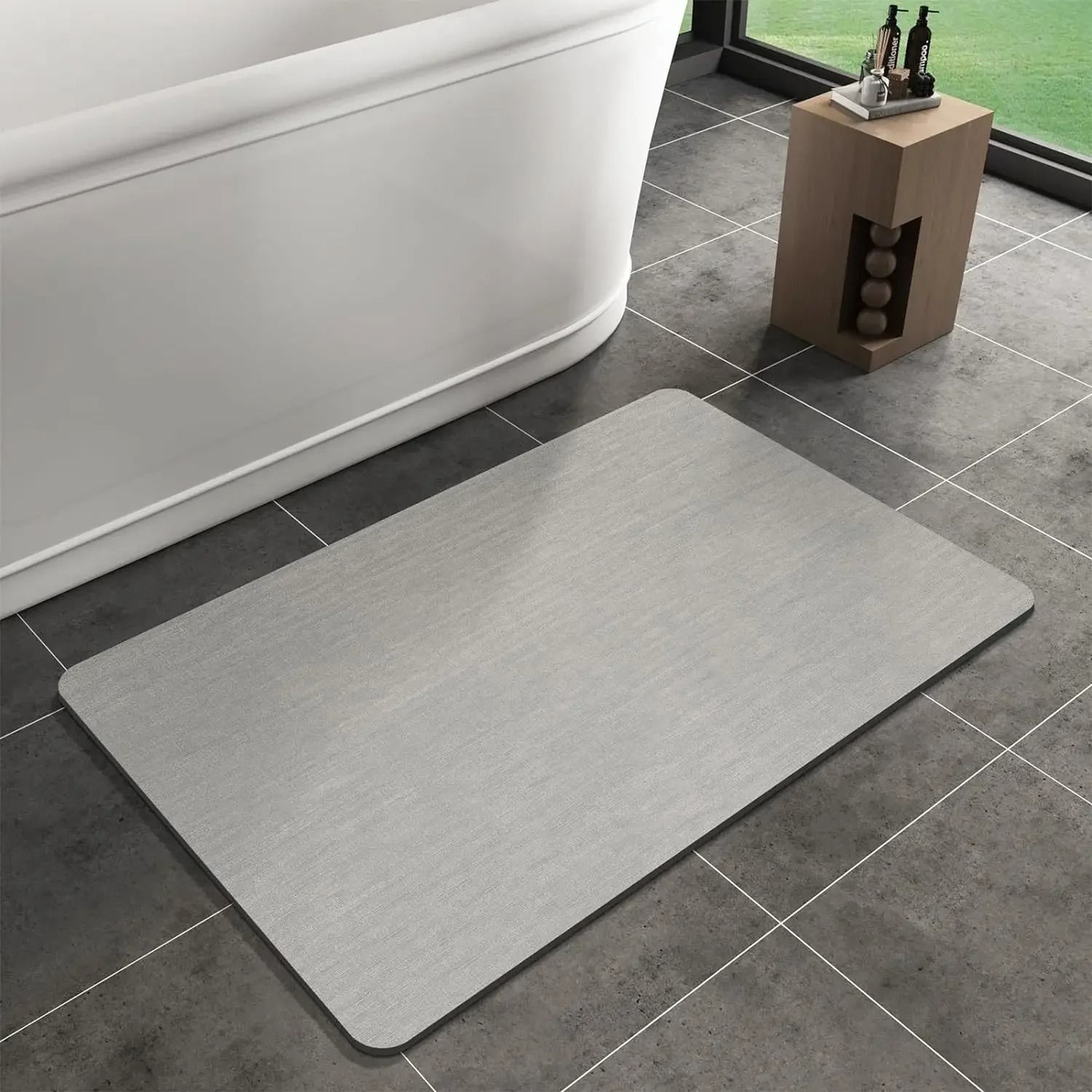 Super Absorbent Bathroom Rug Ultra Thin Diatom Mud Bath Mat With Non Slip Rubber Backing And Quick  0
