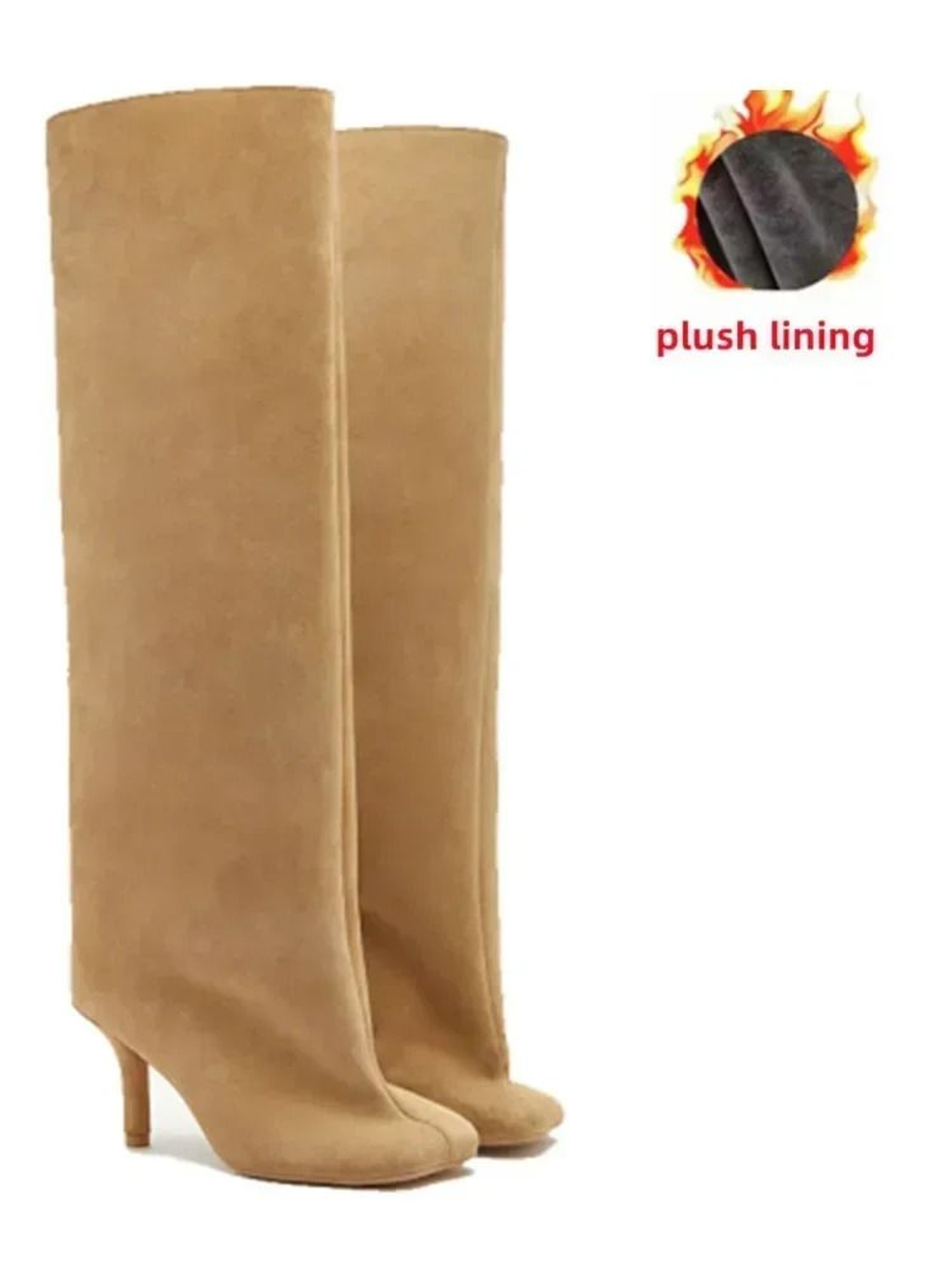 Womens Knee High Boots With 6cm Slim High Heels Round Toe Fashion Long Boots For Autumn And Winter 19