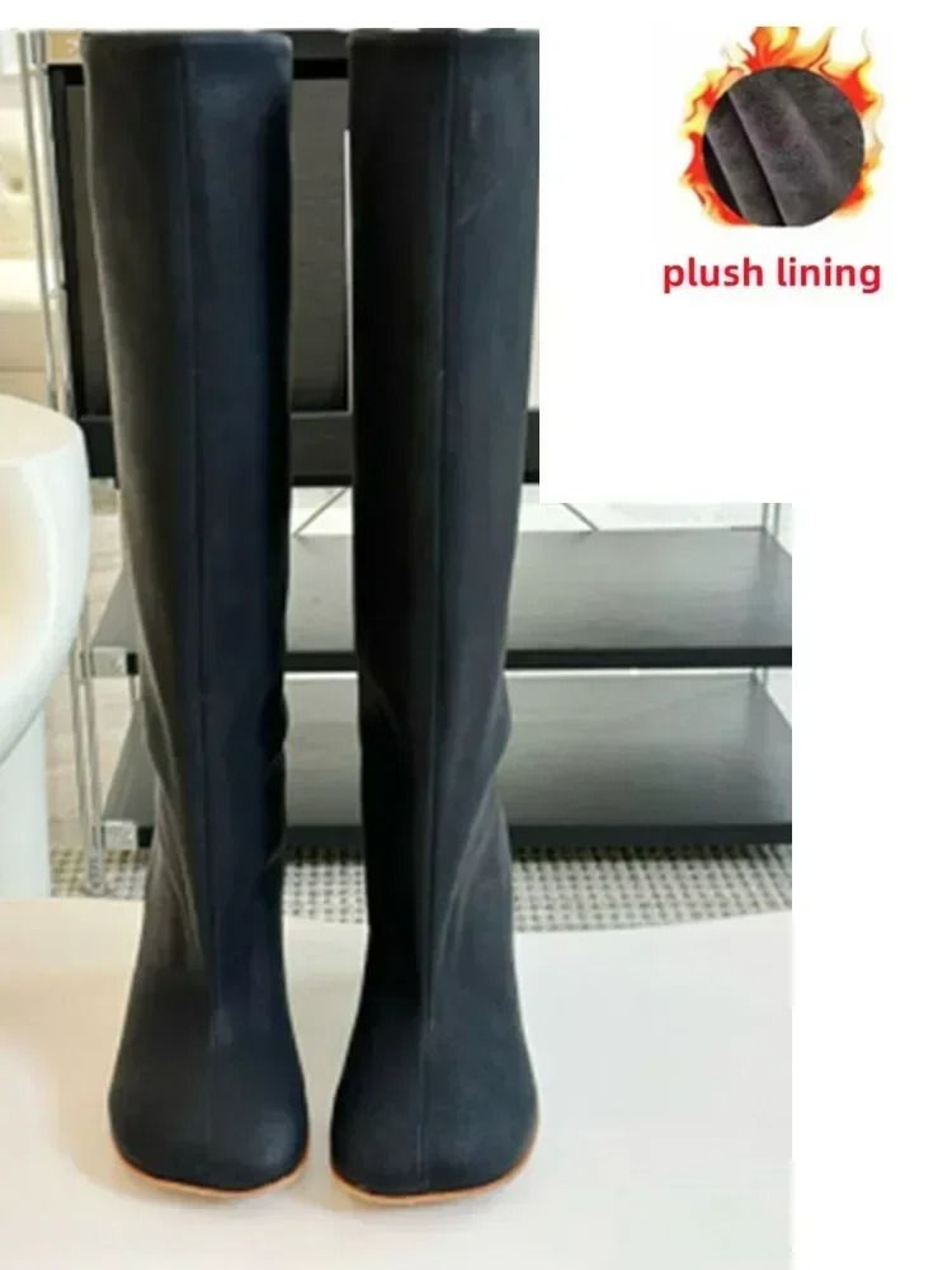 Womens Knee High Boots With 6cm Slim High Heels Round Toe Fashion Long Boots For Autumn And Winter 22