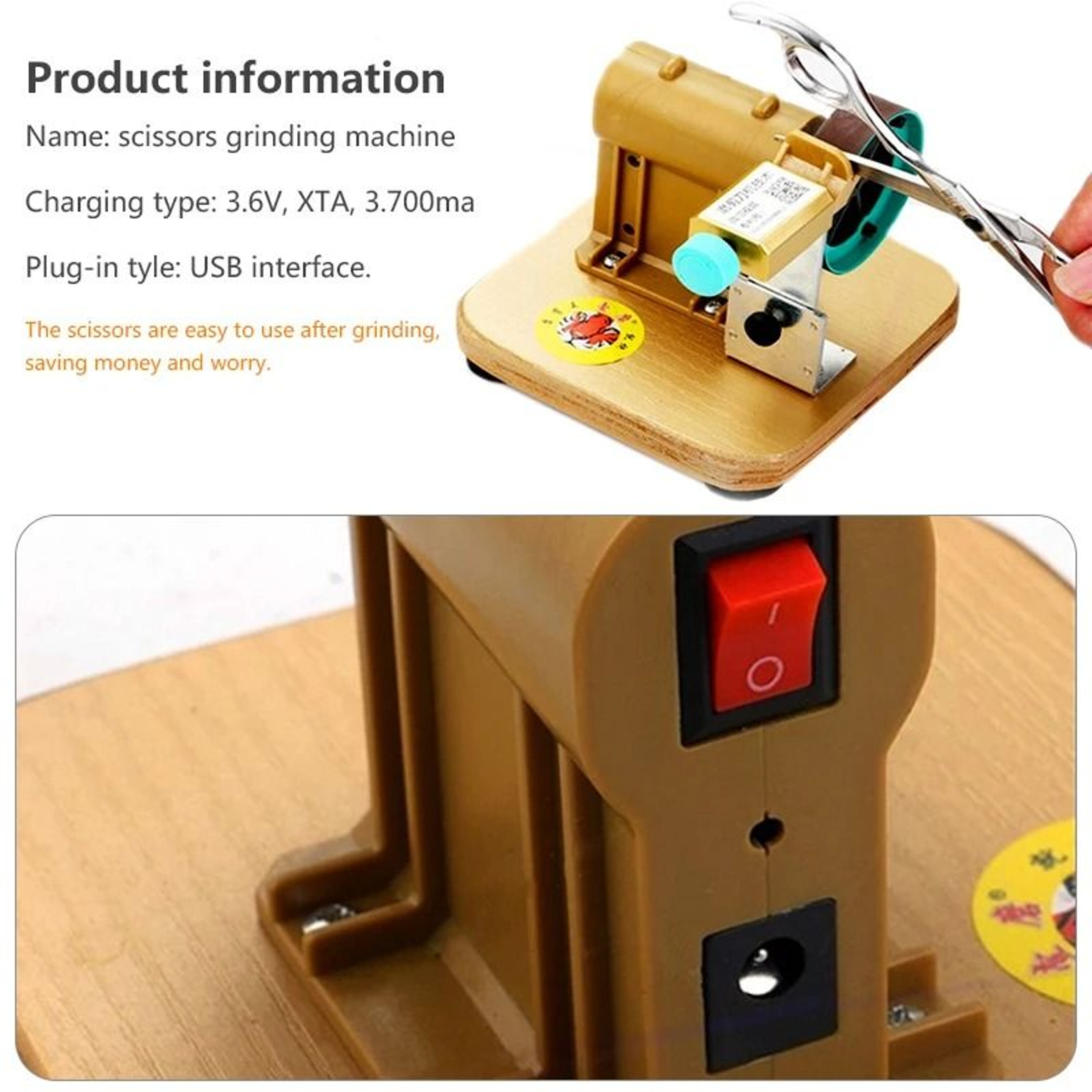 Fully Automatic 18W Shear Sharpener With Sanding Rings For Hair And Tailor Scissors 4