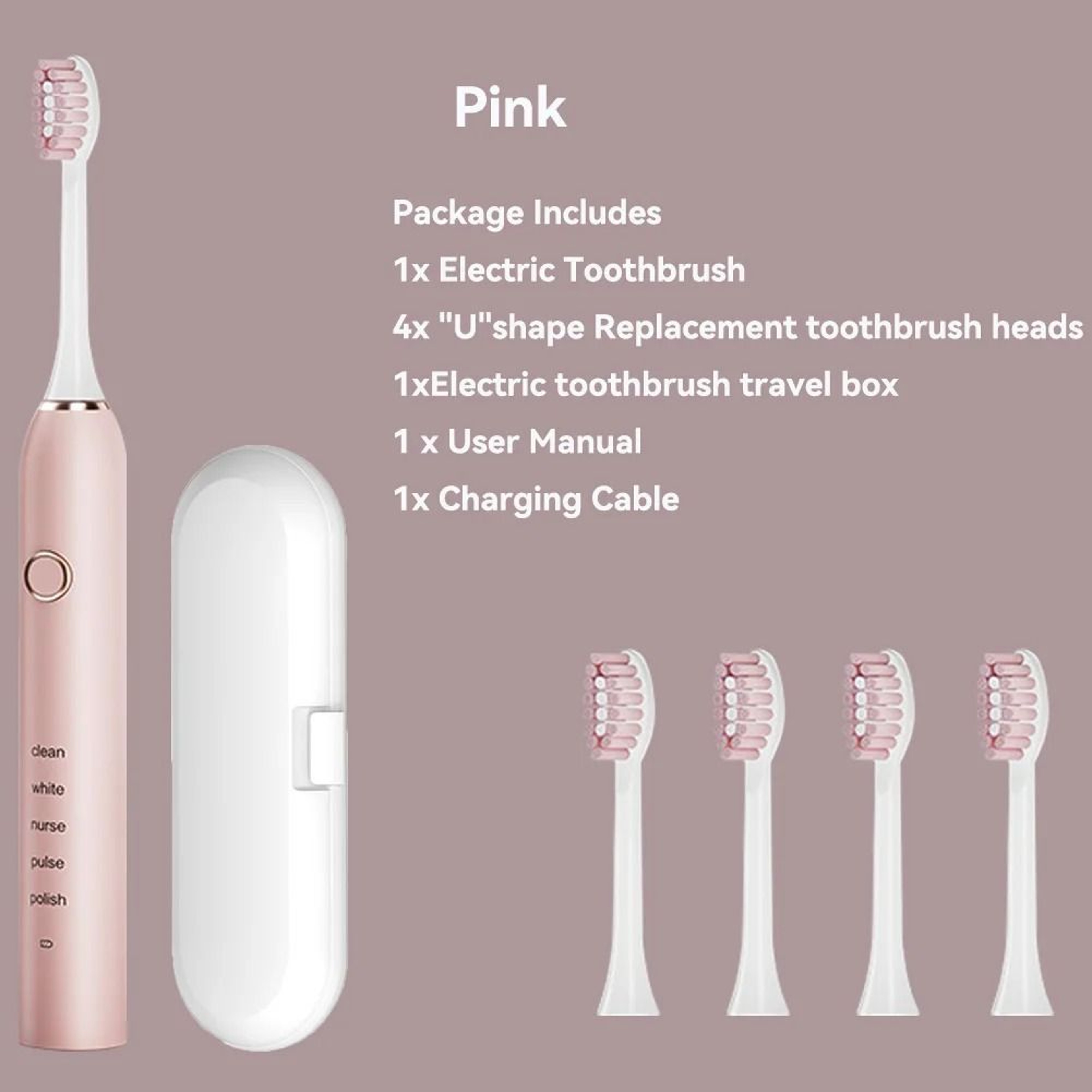 Rechargeable Sonic Electric Toothbrush With 4 Replacement Heads 5 Modes 3 Intensities And Smart 2 M 9
