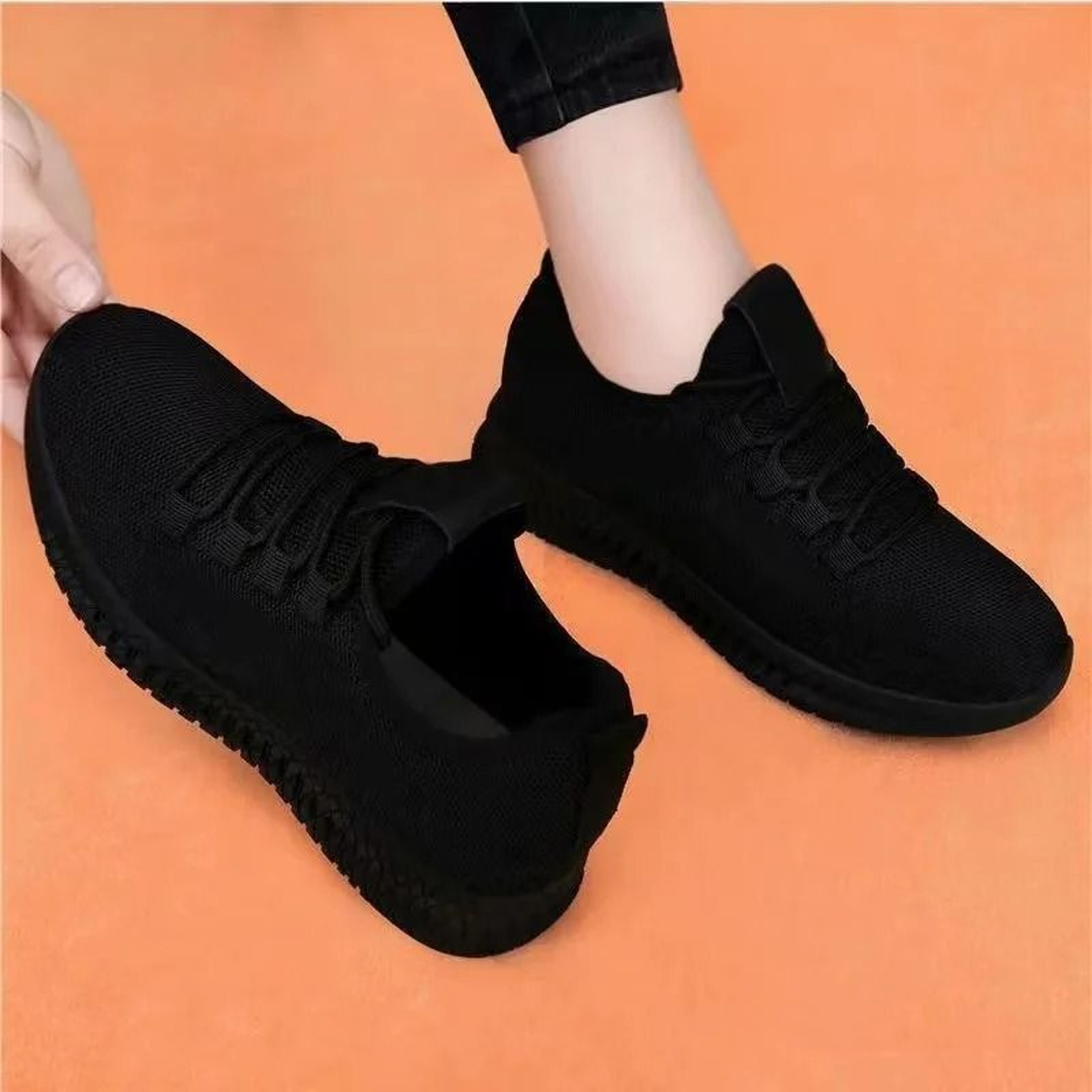 Womens Breathable Non Slip Platform Casual Sneakers Black 2024 2