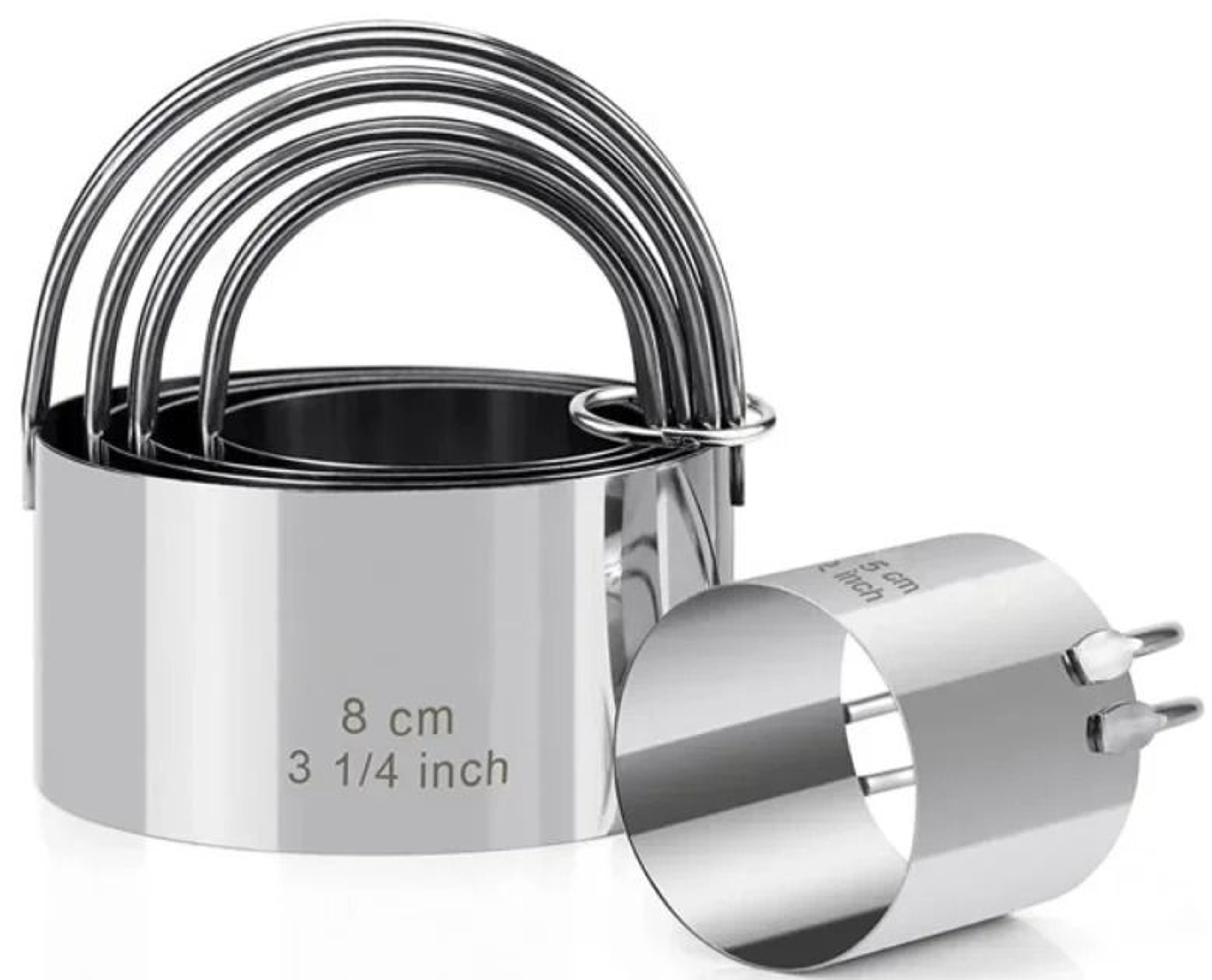 5 Piece Round Stainless Steel Biscuit Cutter Set With Handle 6
