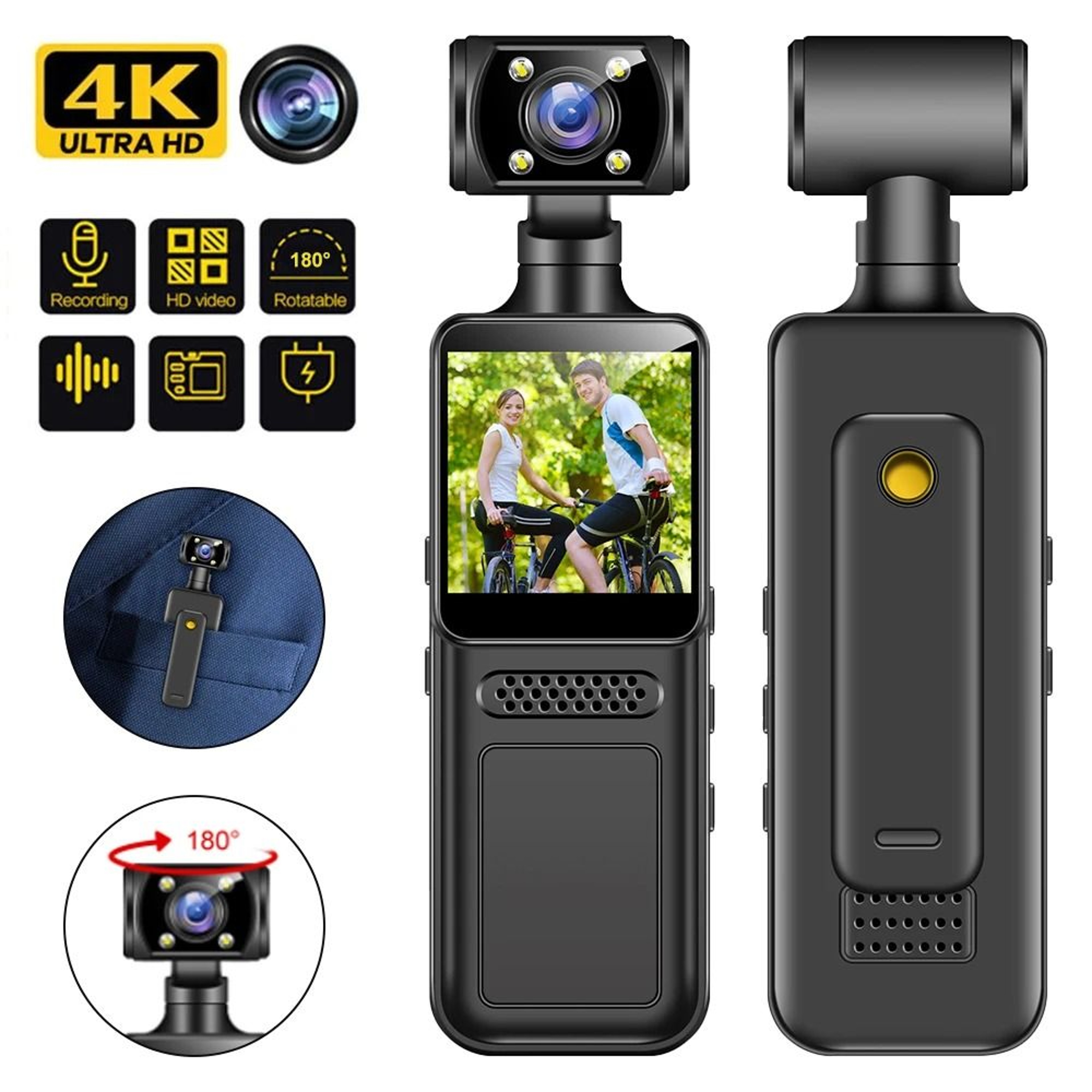 HD 4K Mini WiFi Action Camera With Motion Detection And 180 Degree Rotating Mount 0