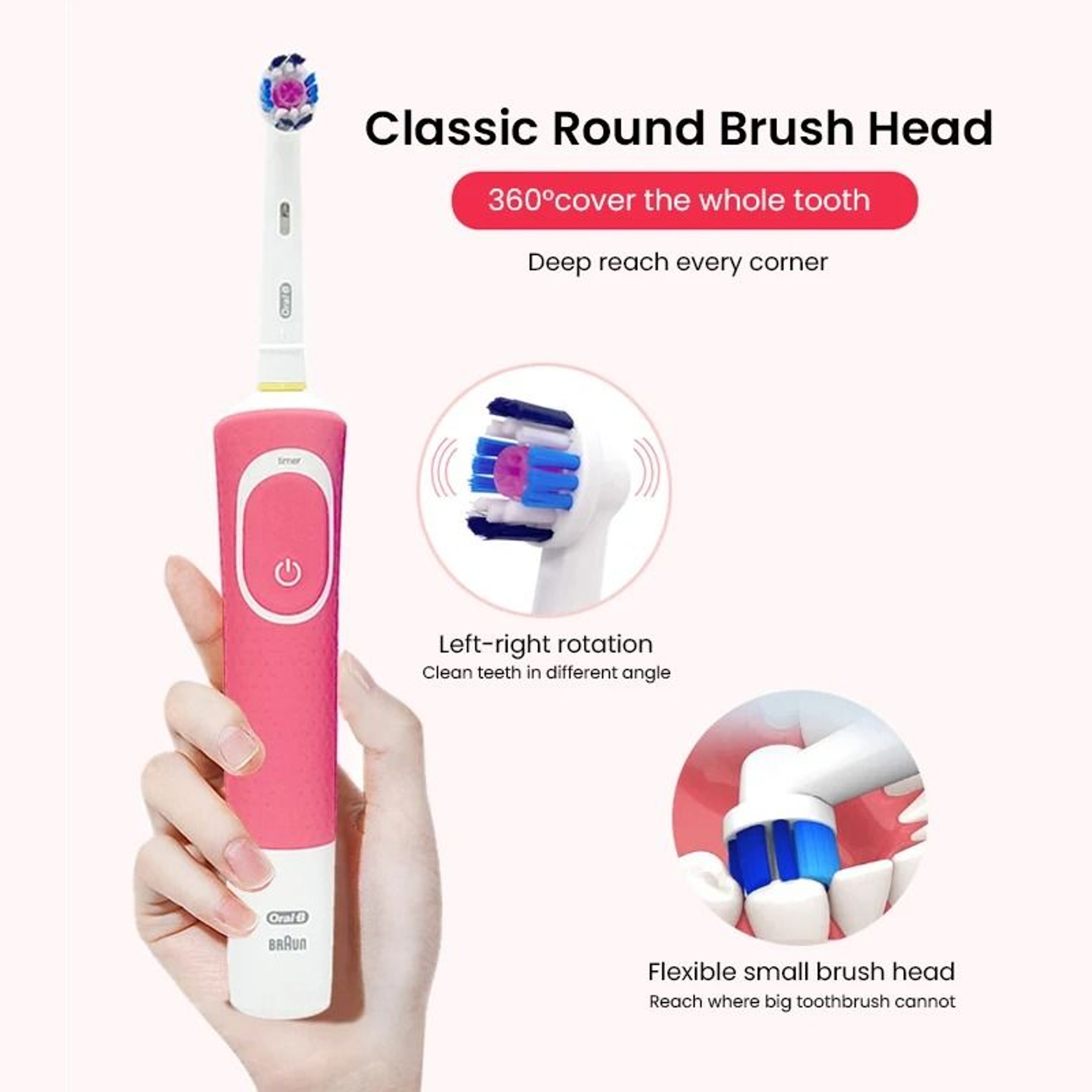 Oral B D100 Electric Toothbrush With Timer Waterproof Rechargeable Teeth Cleaning Brush 1