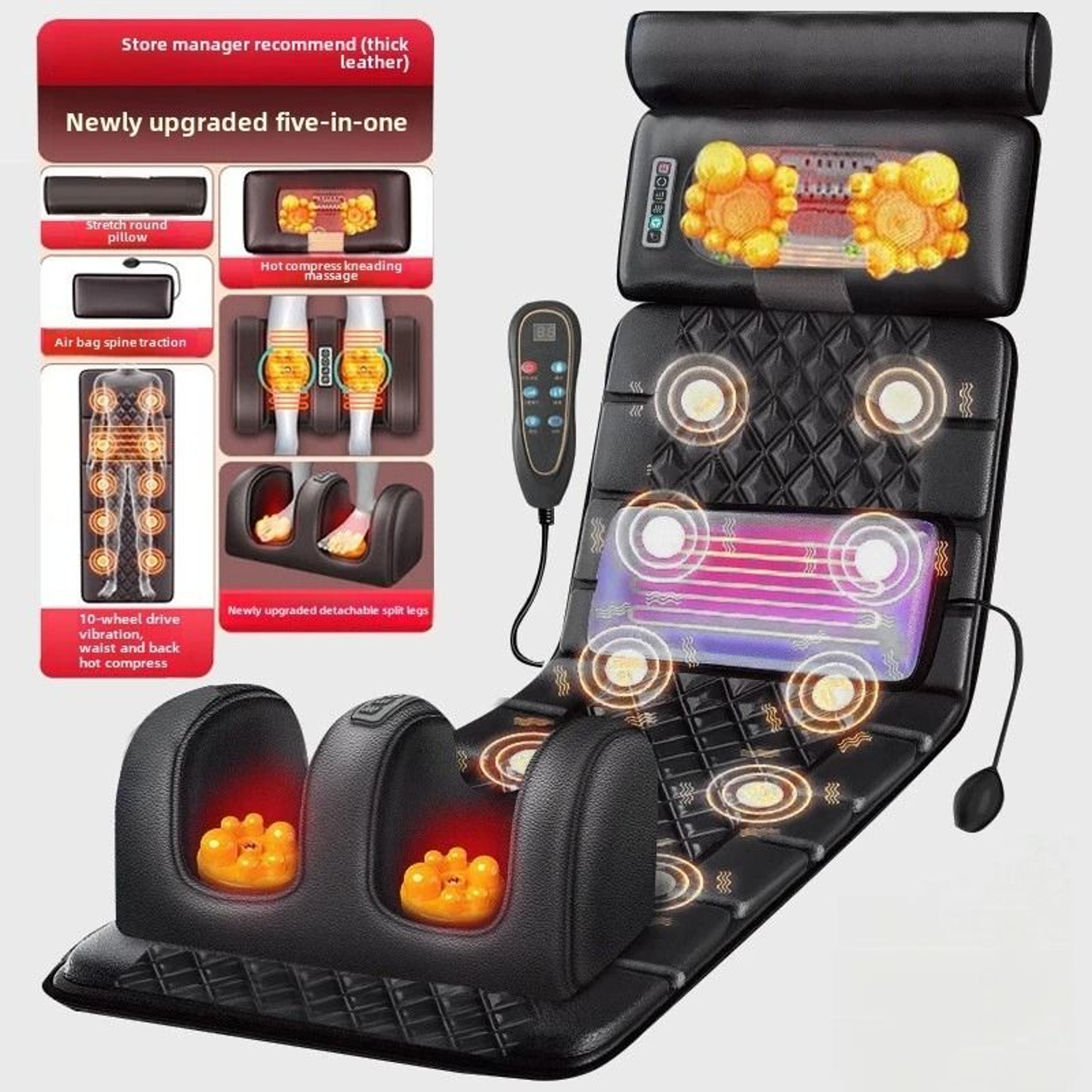 Electric Full Body Massage Mattress With Heating And Hand Control 6