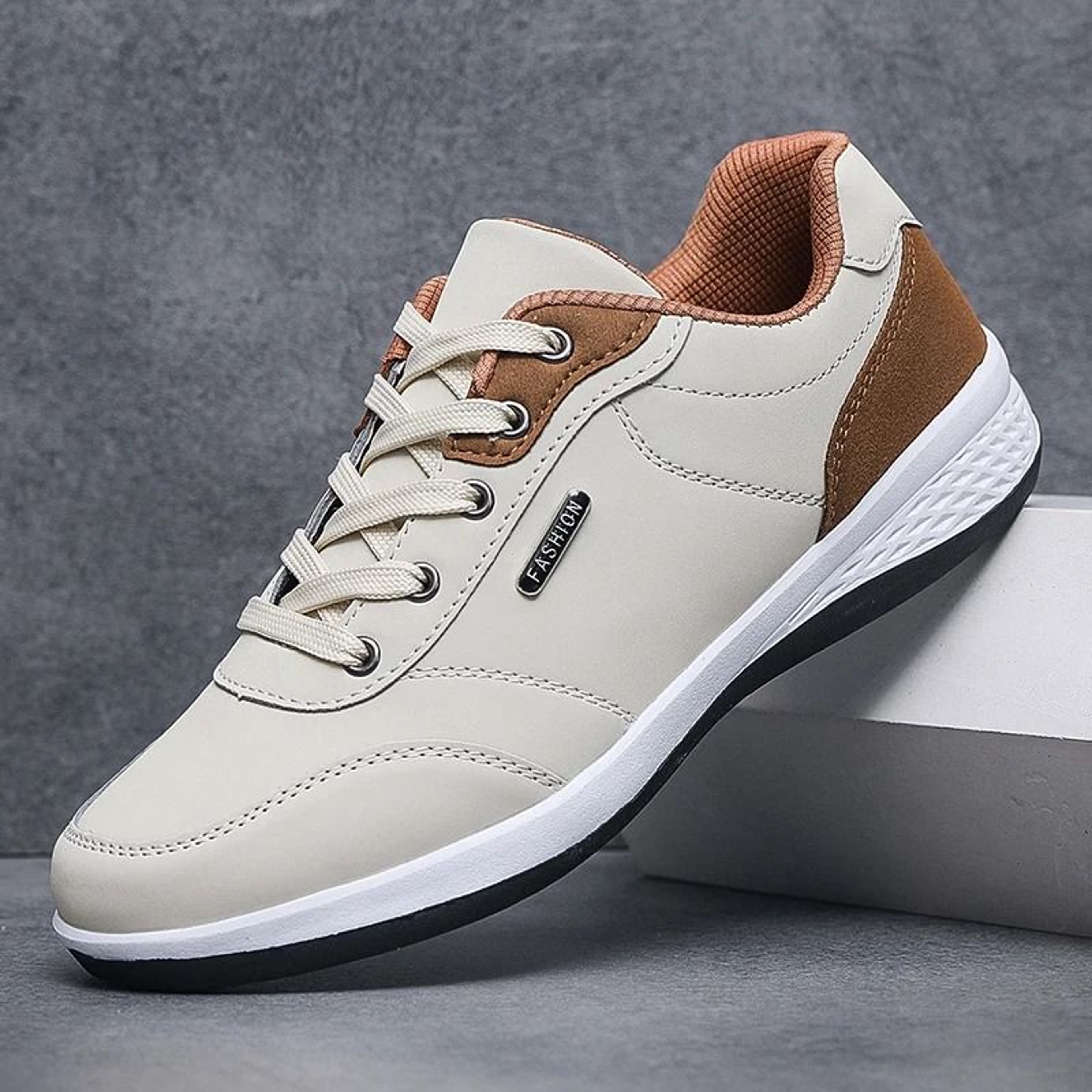 YRZL Men Leather Waterproof Walking Sneakers Comfortable Non Slip Leisure Shoes 0