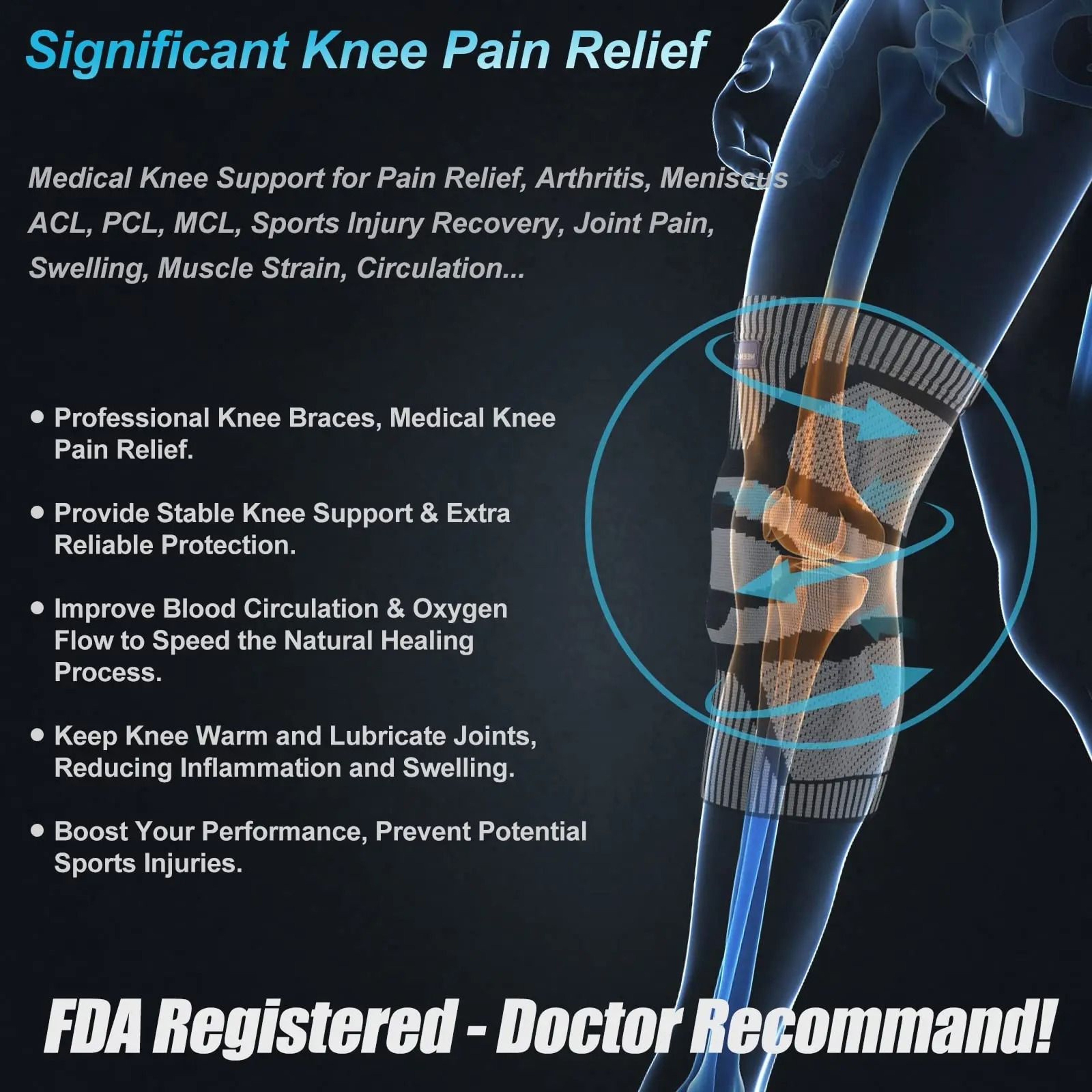 NEENCA Knee Brace Compression Sleeve For Pain Relief And Injury Recovery 2