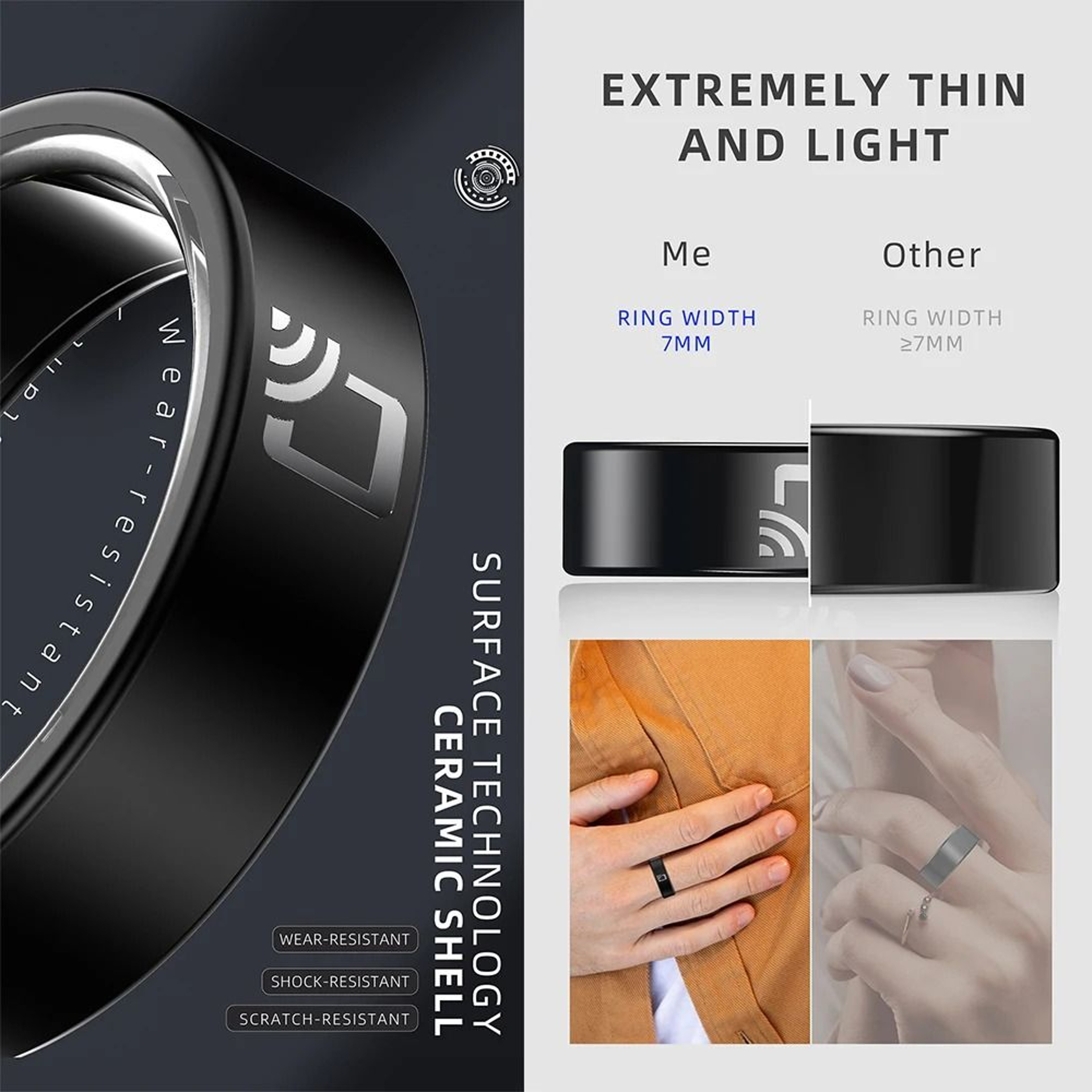 R20 Ceramic Smart Ring With NFC Access Control And Health Monitoring Features 2