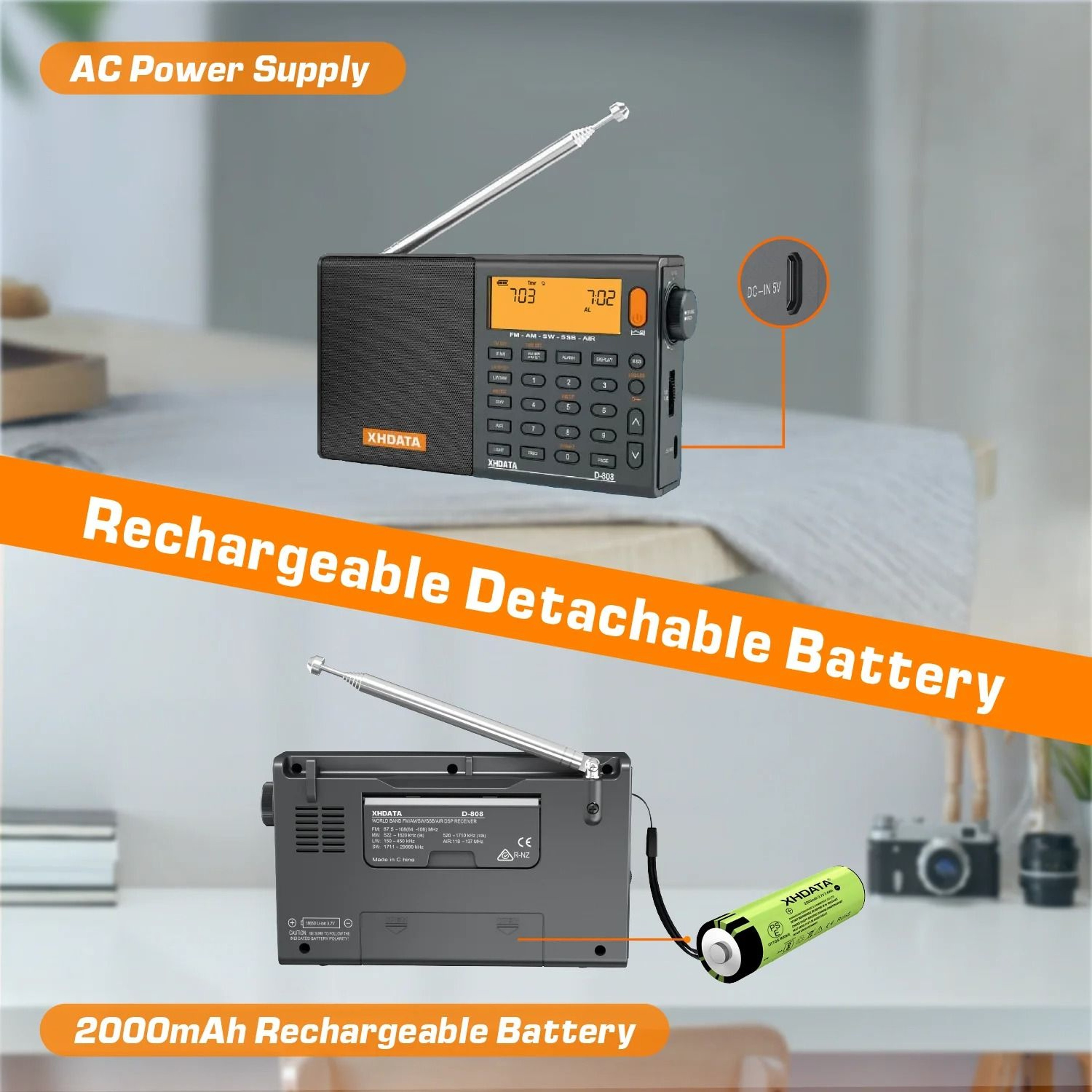 XHDATA D808 Full Band Portable Radio With SSB And RDS 3