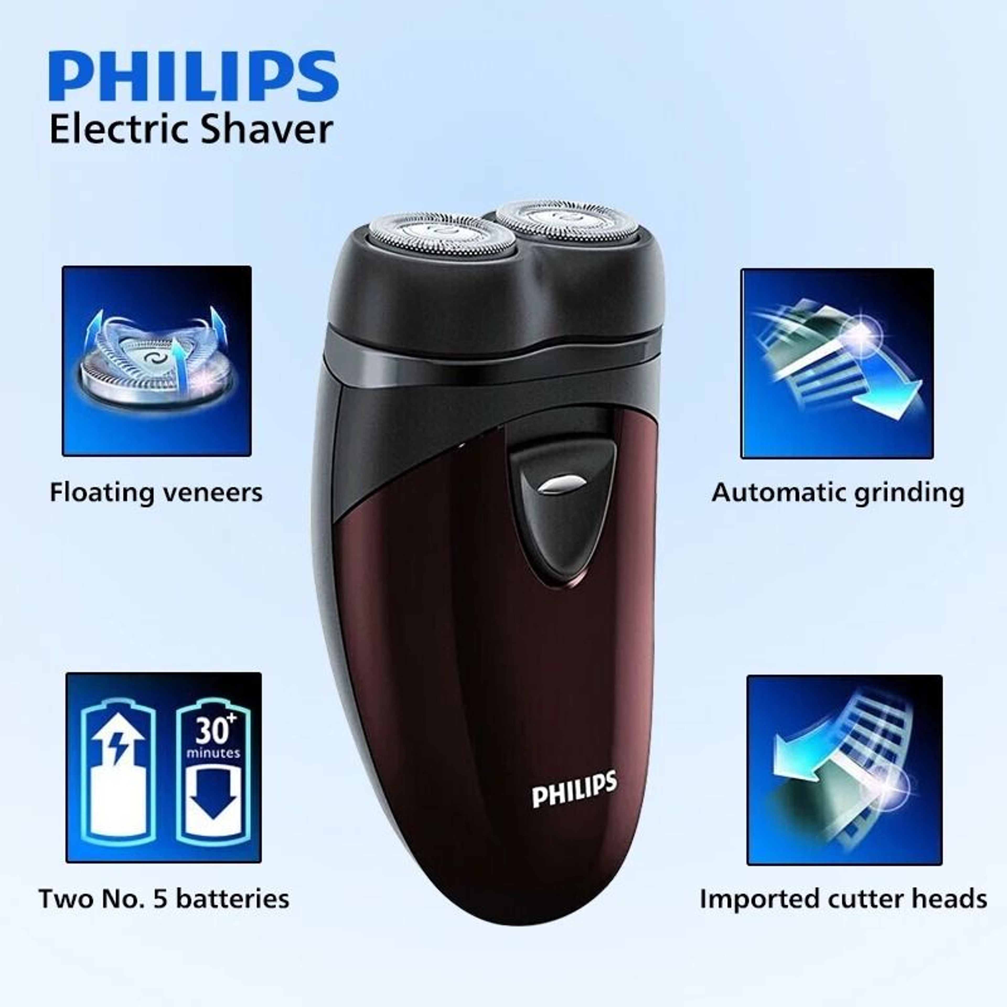 Philips PQ206 Electric Shaver With Floating Double Blades 3