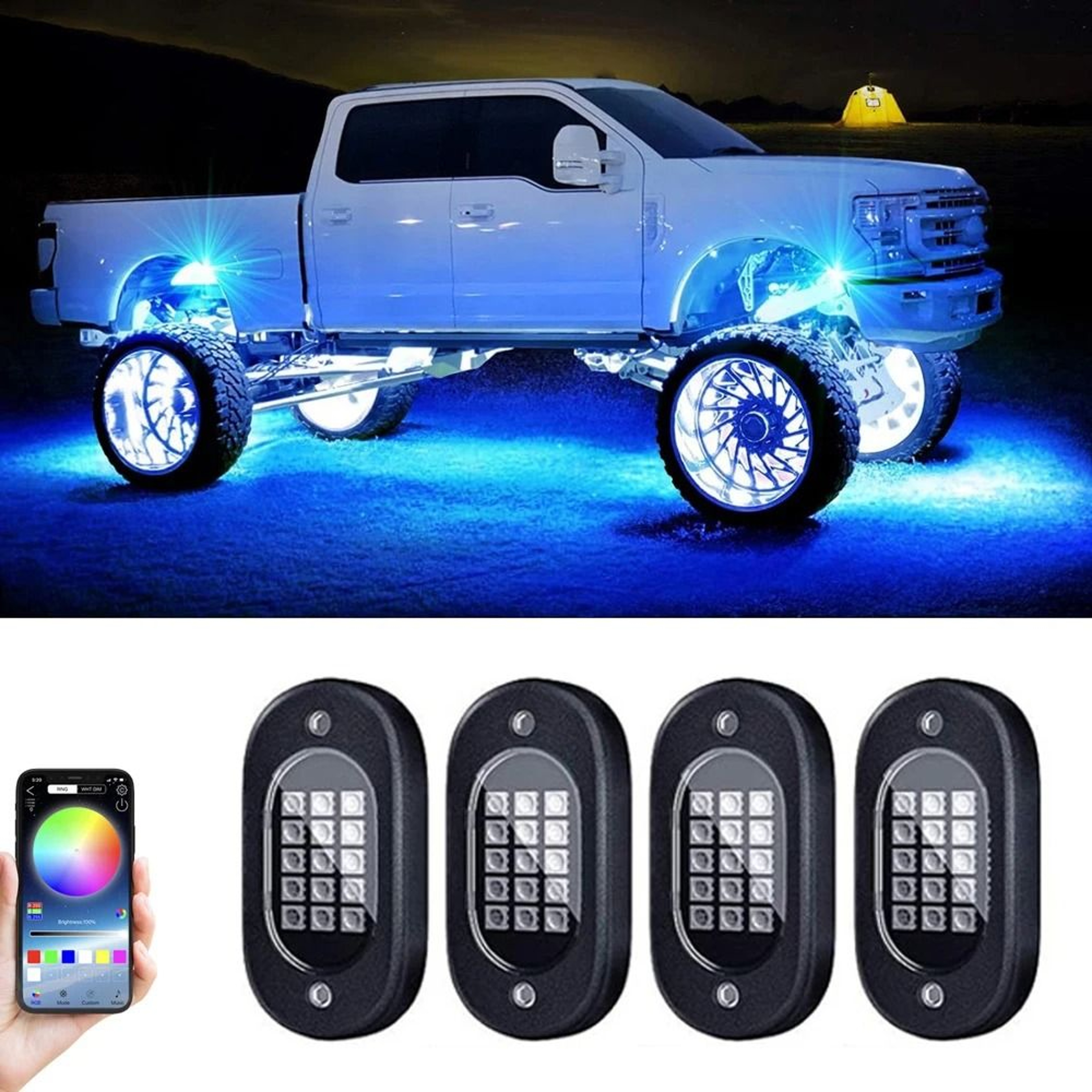Electric Underglow LED Car Light Kit Underbody RGB Ground Lighting With App Control 6