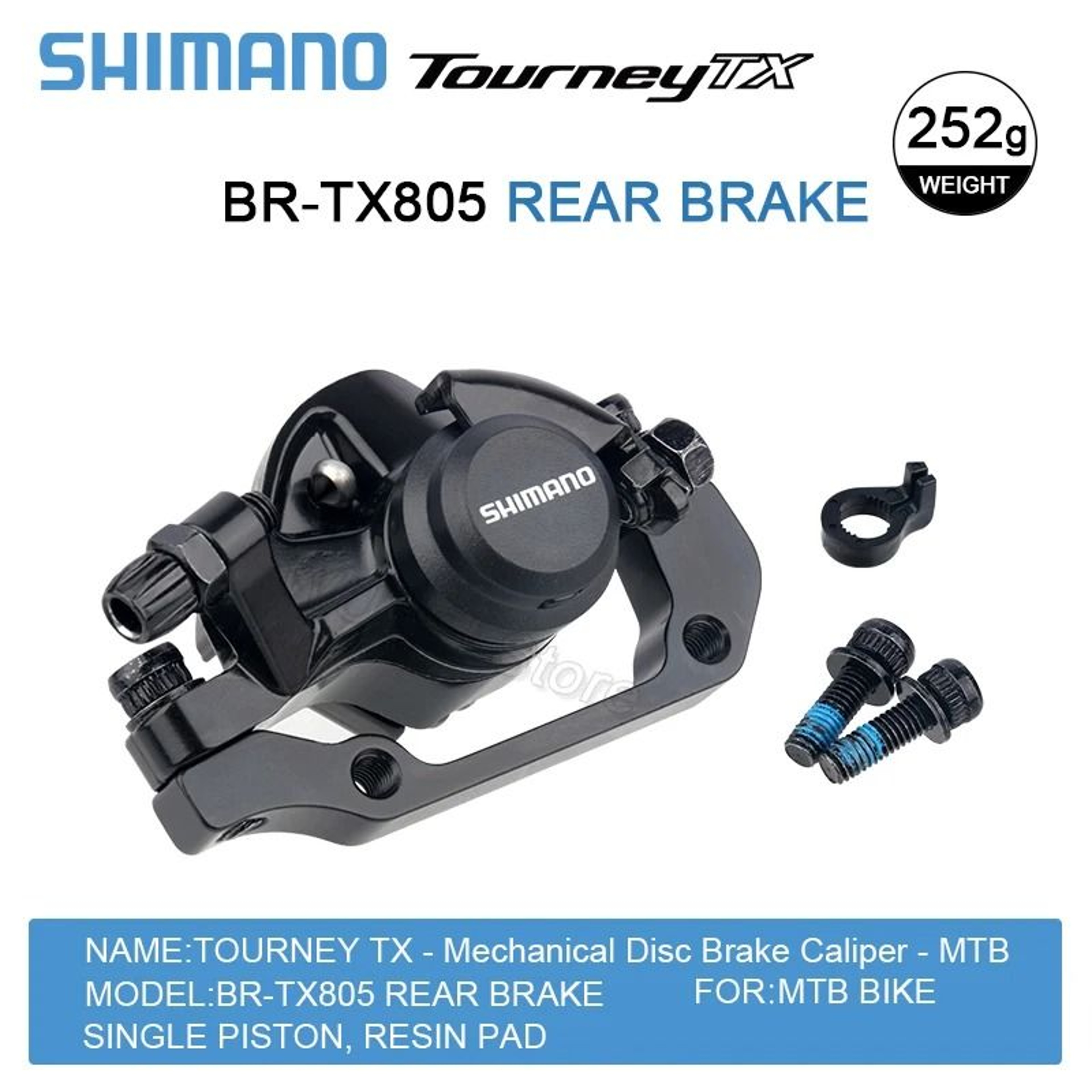 Shimano BR TX805 Tourney TX Mechanical Disc Brake Caliper With Resin Pads 7
