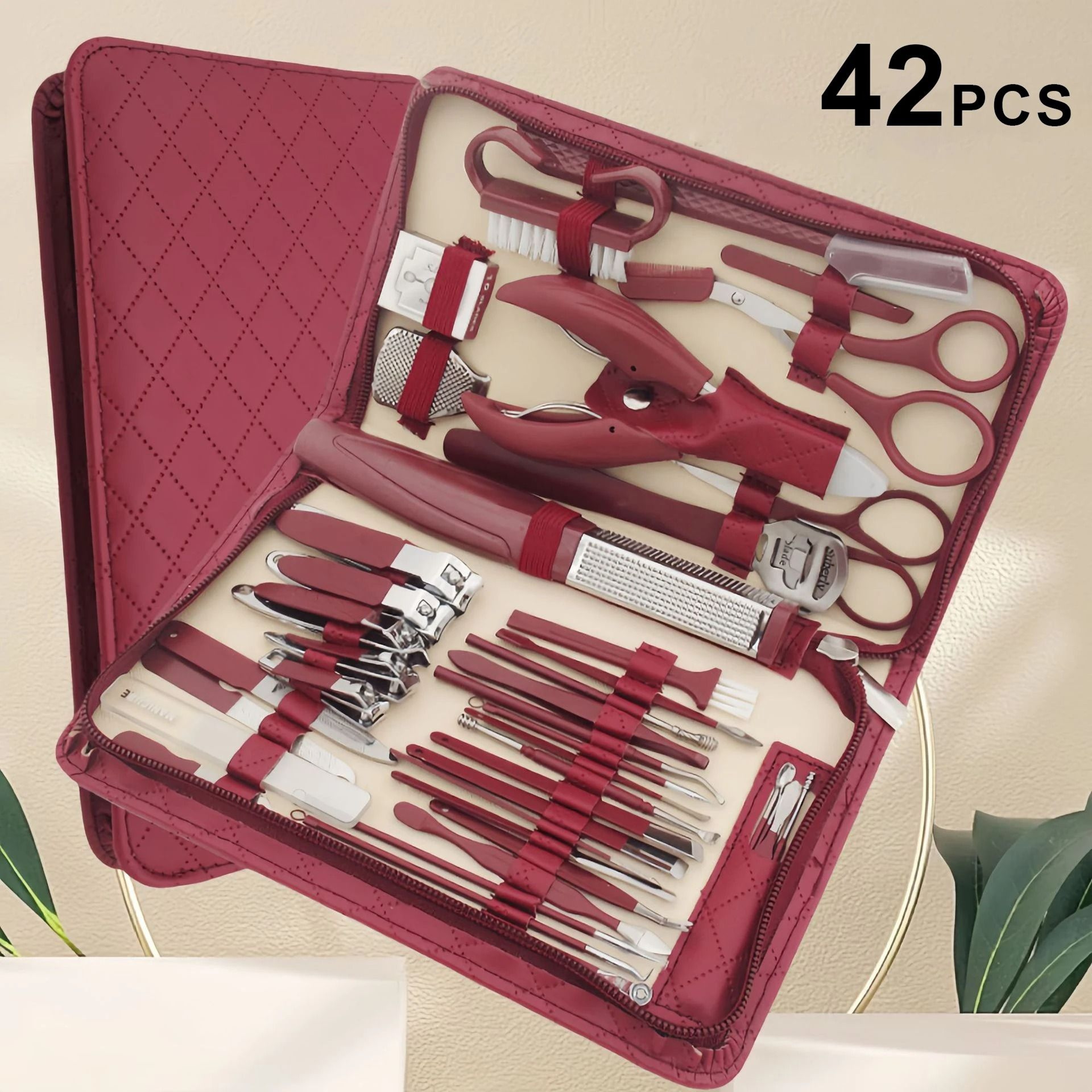42 Piece Stainless Steel Manicure Pedicure Set With Zipper Case 7
