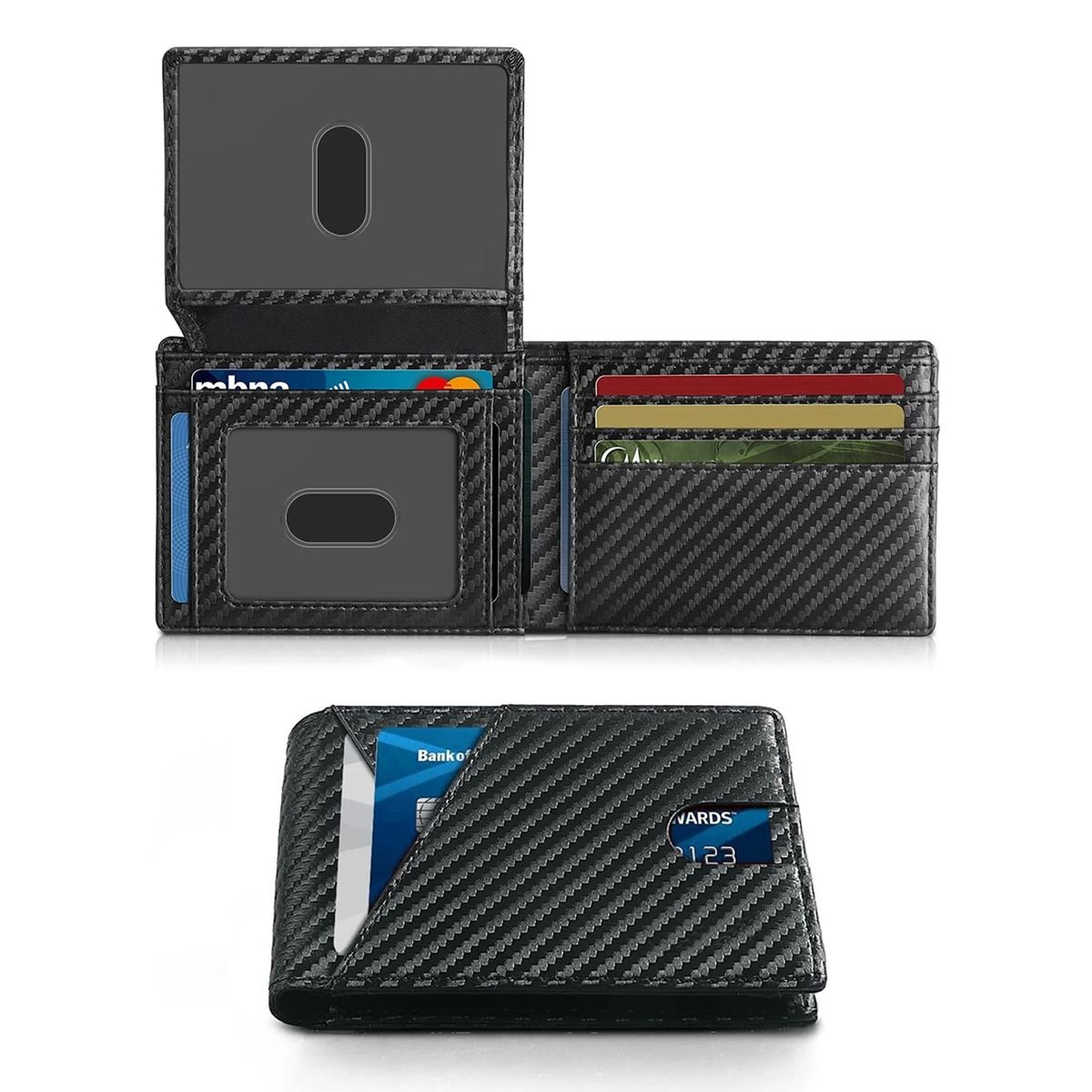 RFID Ultra Thin Carbon Fiber Trifold Wallet With 8 Card Slots 9