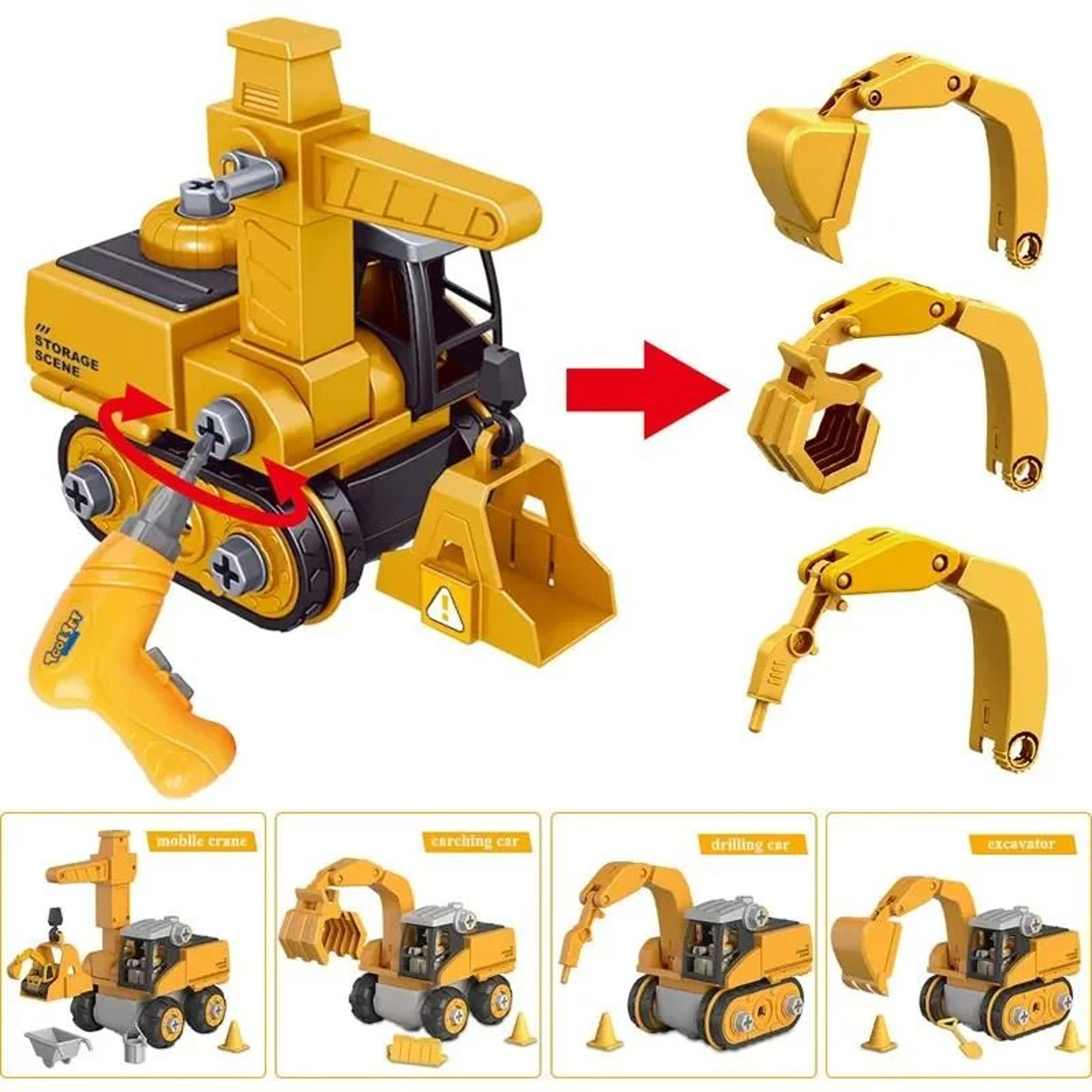 Kids Engineering Vehicle Electric Drill Tool Set For Boys Nut Building Gift 1