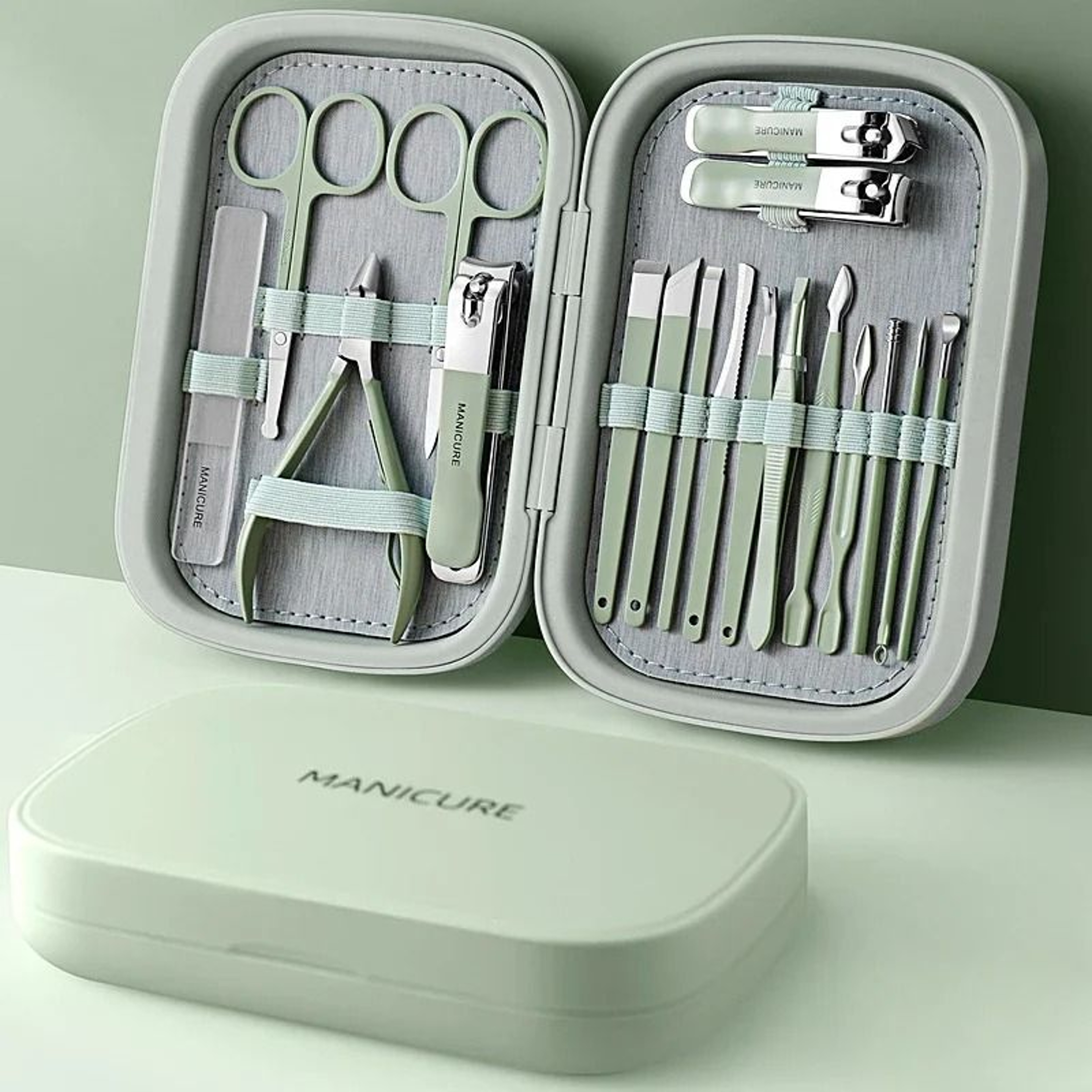 18 In 1 Professional Stainless Steel Manicure Pedicure Nail Clippers Kit With Grooming Scissors And 1