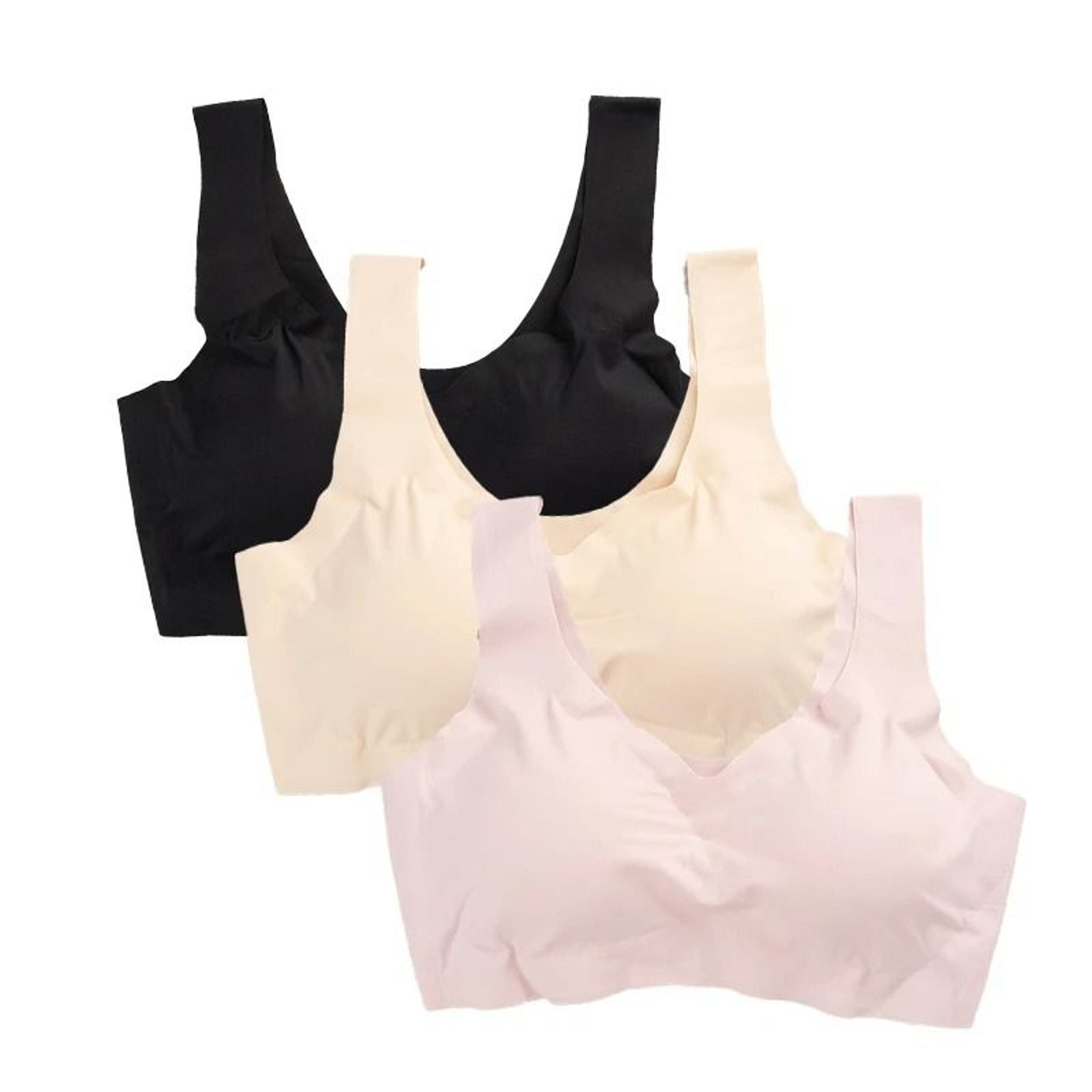 3 Pack Womens Ice Silk Seamless Push Up Bras Padded Sleep Bralettes 8