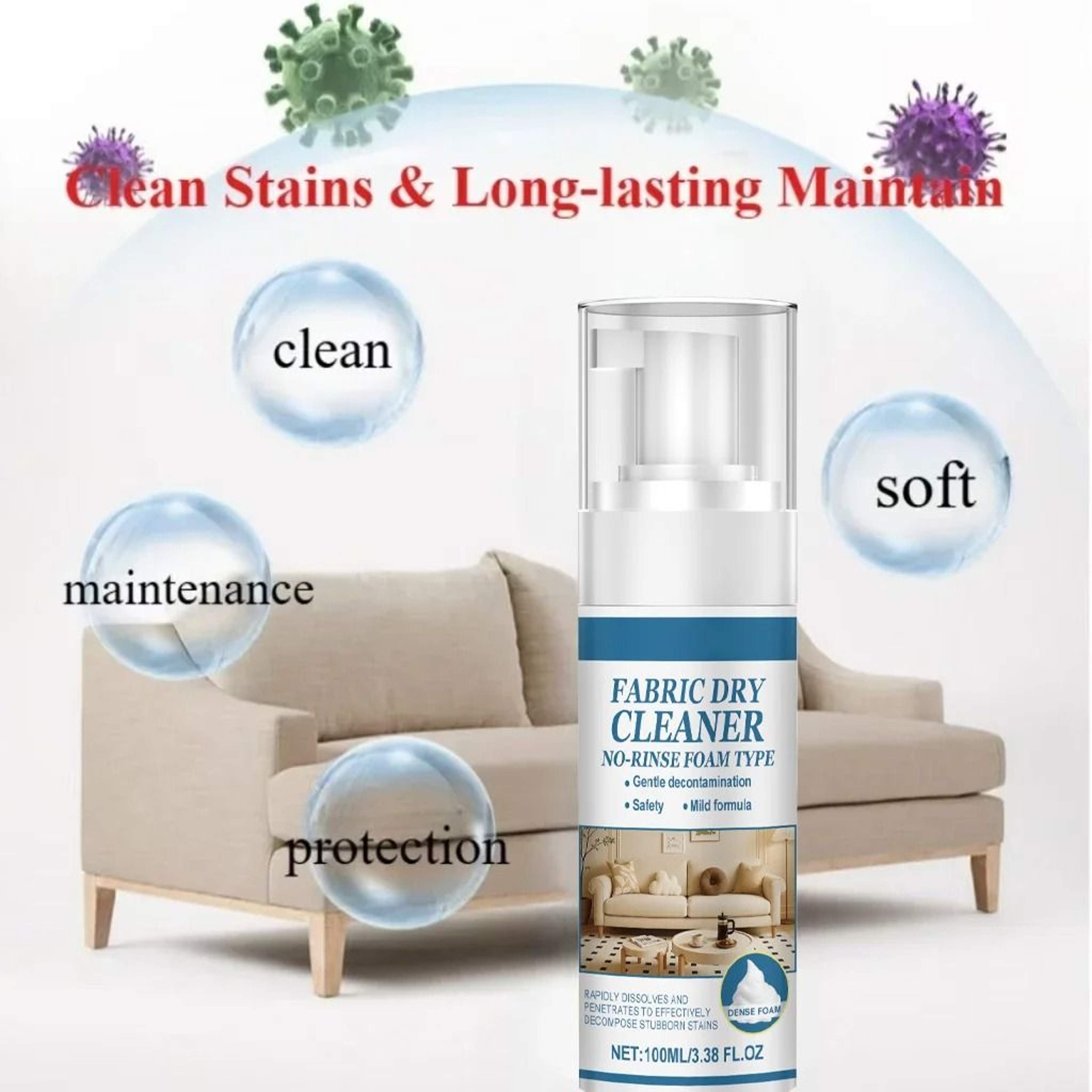 Fabric Sofa Foam Dry Cleaner Multi Functional Carpet And Clothing Stain Remover 4