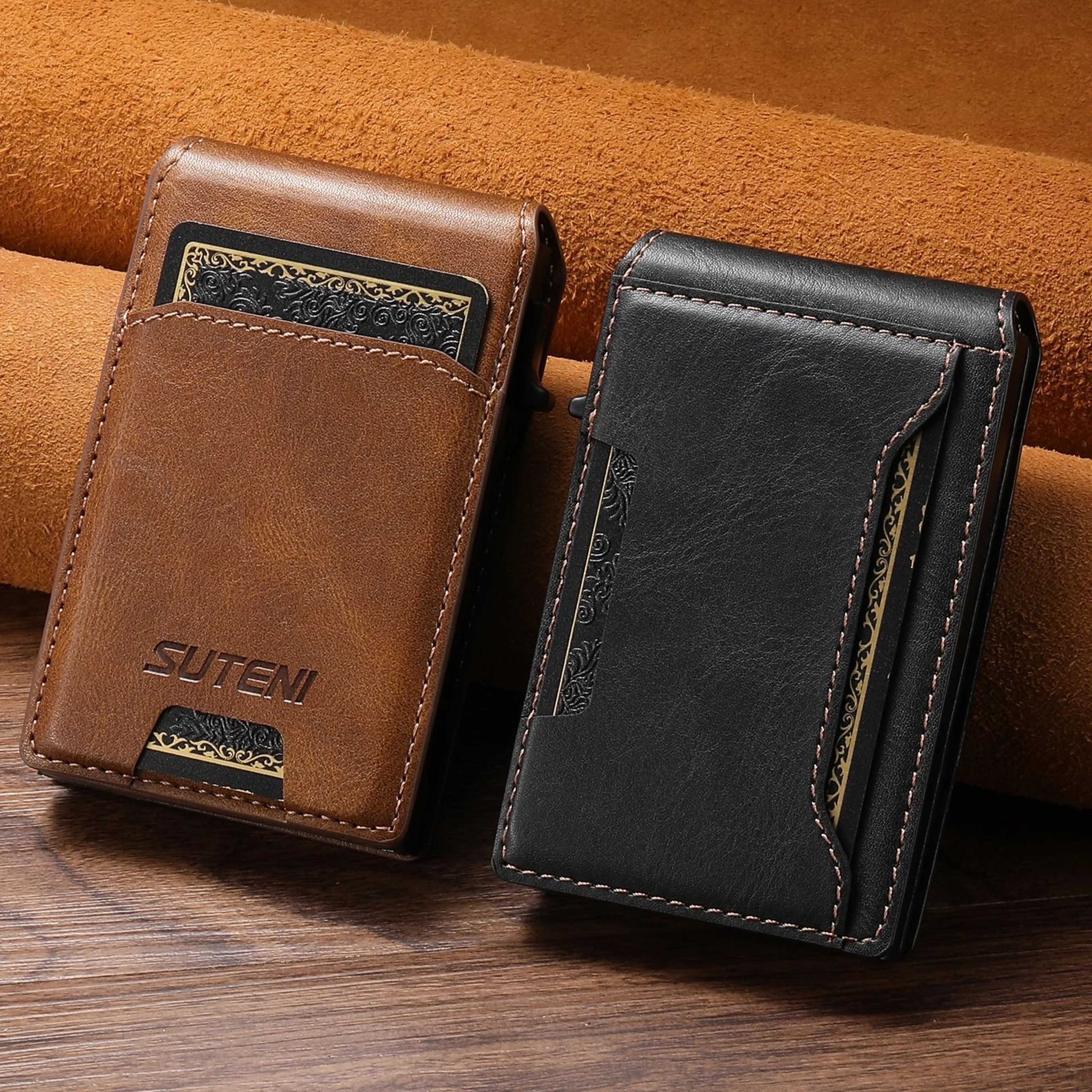 Mens PU Leather Auto Eject Wallet With Flip Cover 5