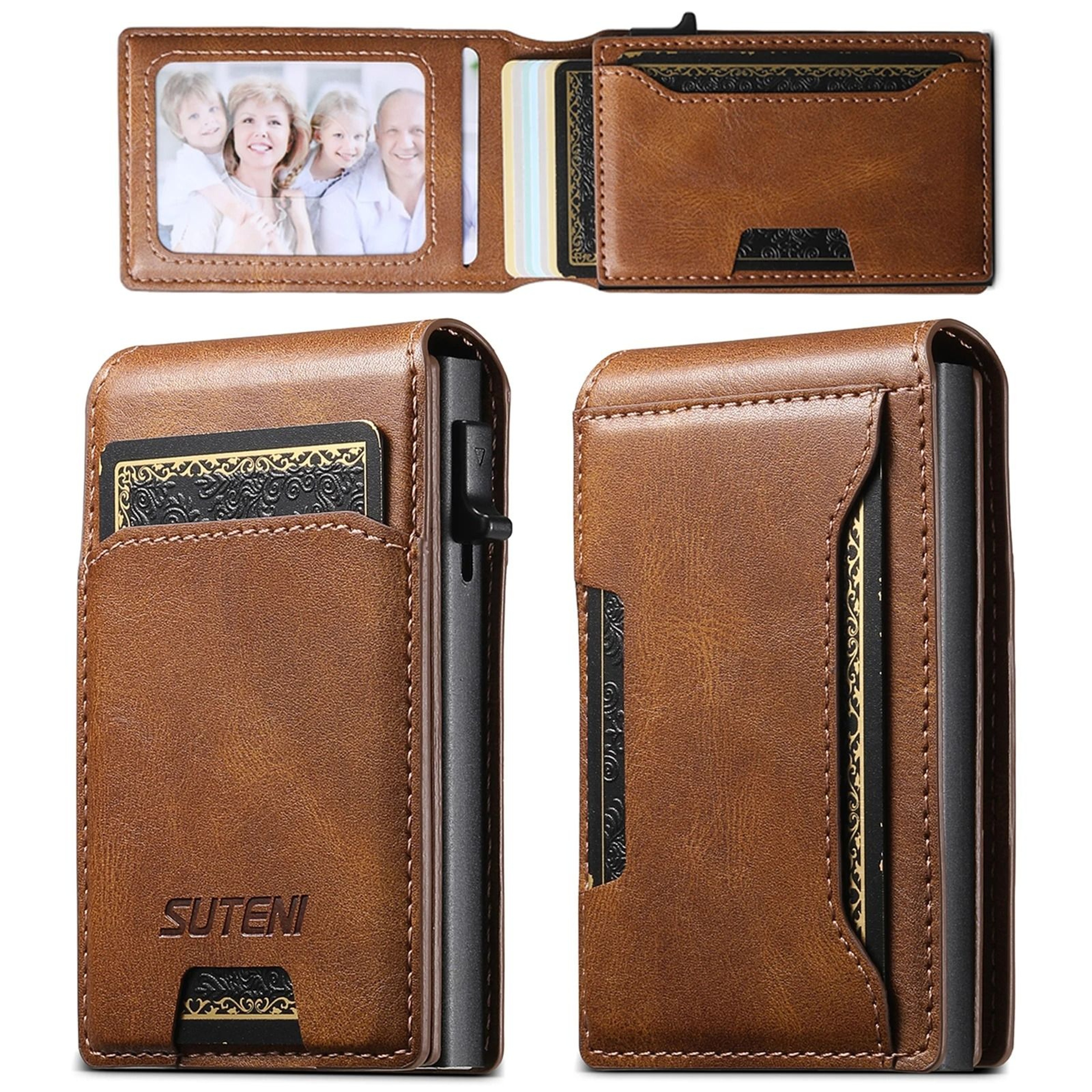 Mens PU Leather Auto Eject Wallet With Flip Cover 7