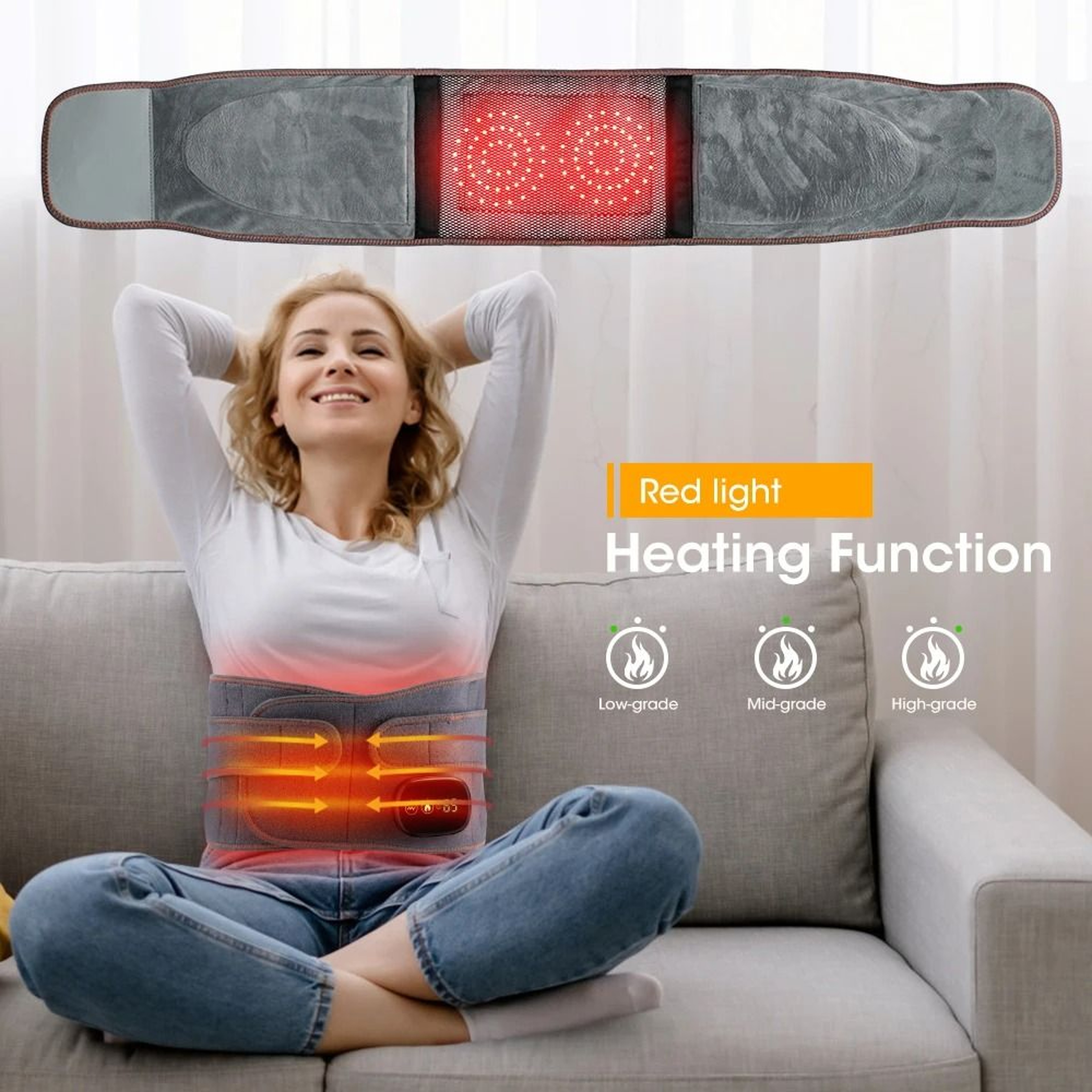 Heat Lumbar Brace Support Massager Belt For Back Pain Relief And Office Home Use 1