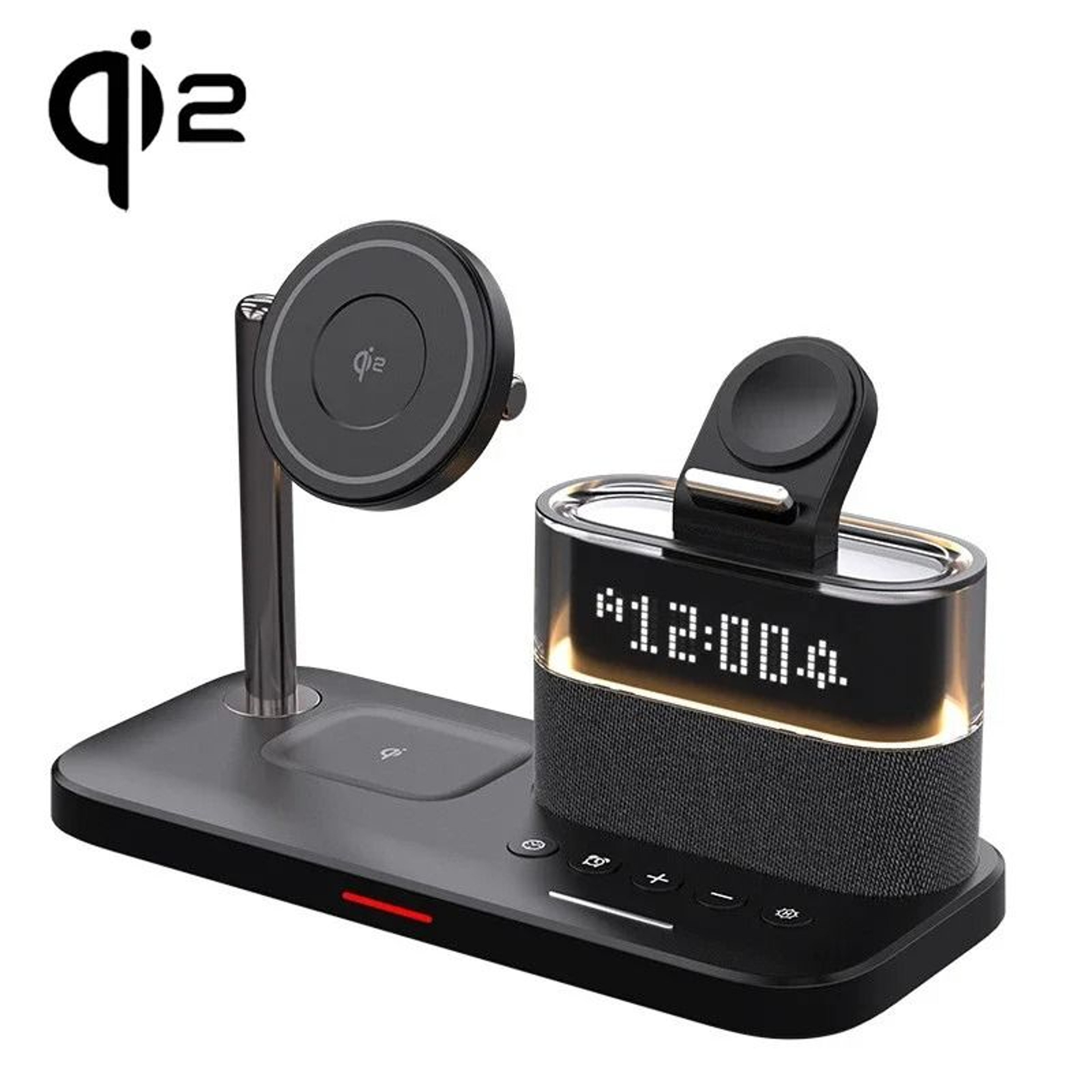 Qi2 5 In 1 Magnetic Wireless Charger Stand With LED Night Light And Alarm Clock For Samsung IPhone  9