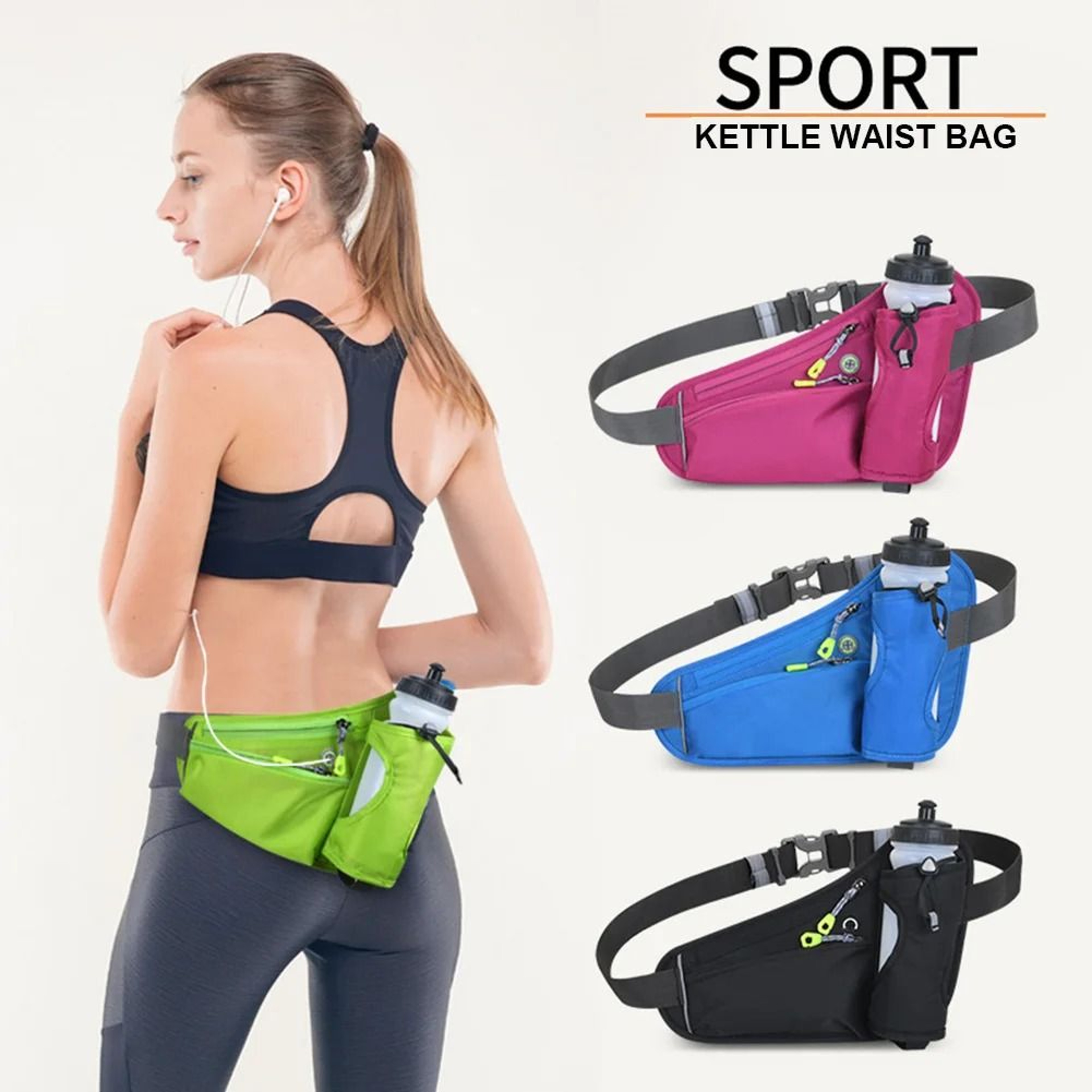 Running Waist Bag Water Bottle Holder Hydration Belt Bag Men Women Sports Fanny Pack Gym Running Cy 3