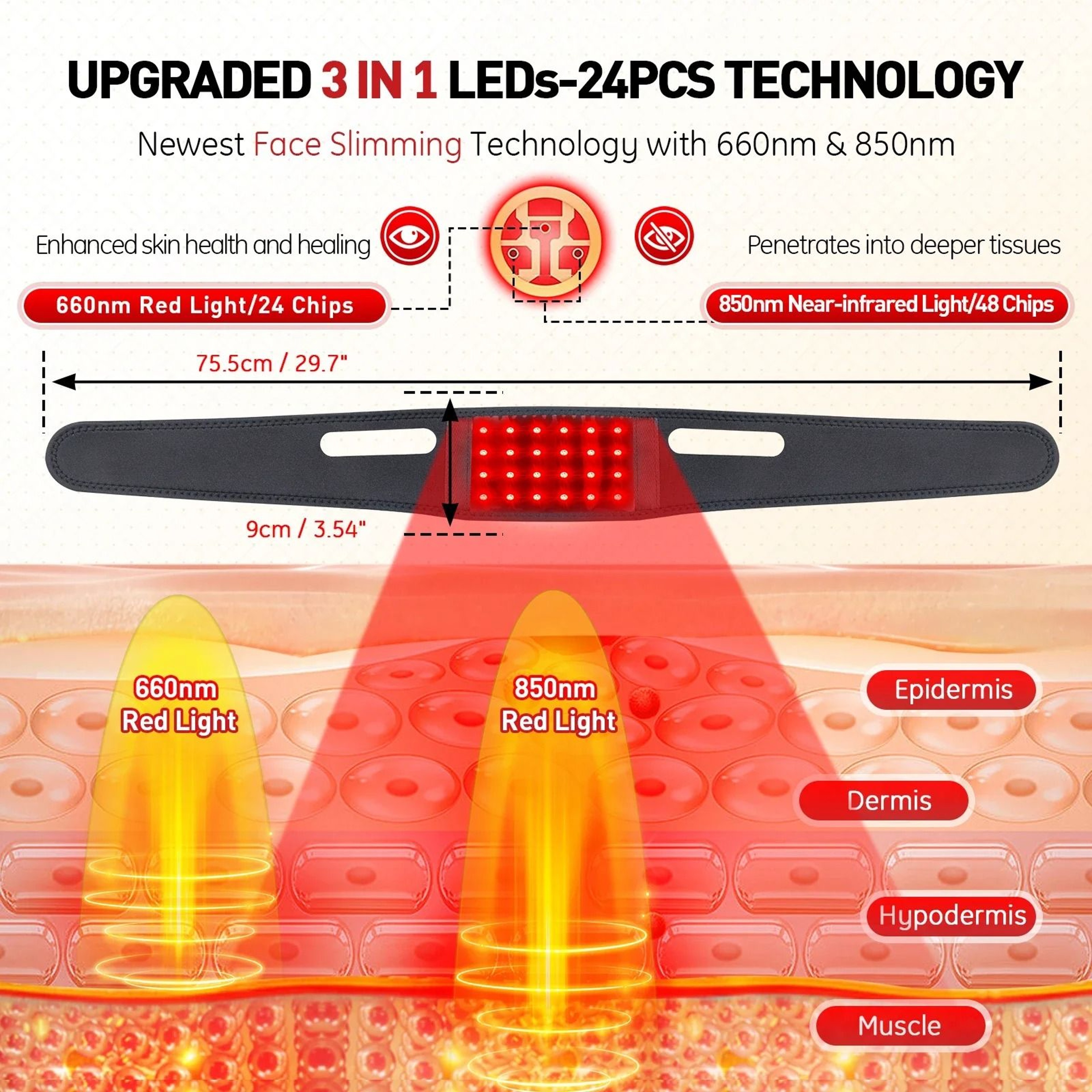 660nm Red Light Infrared 850nm Neck Heating Belt Pain Relief Wrap Firming Skin Care 3