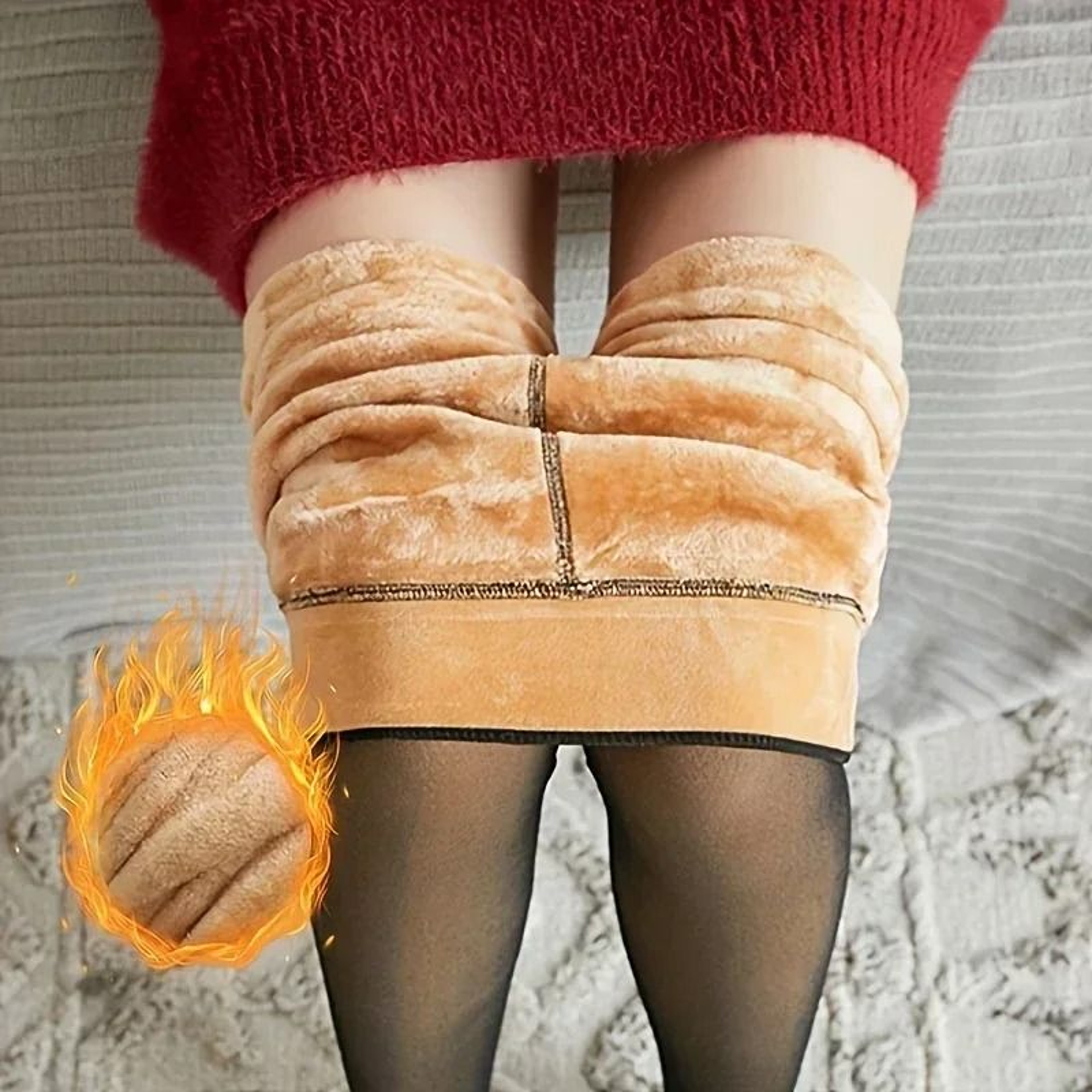 Hot Mesh Fleece Tights Warm Insulated Leggings Women 0