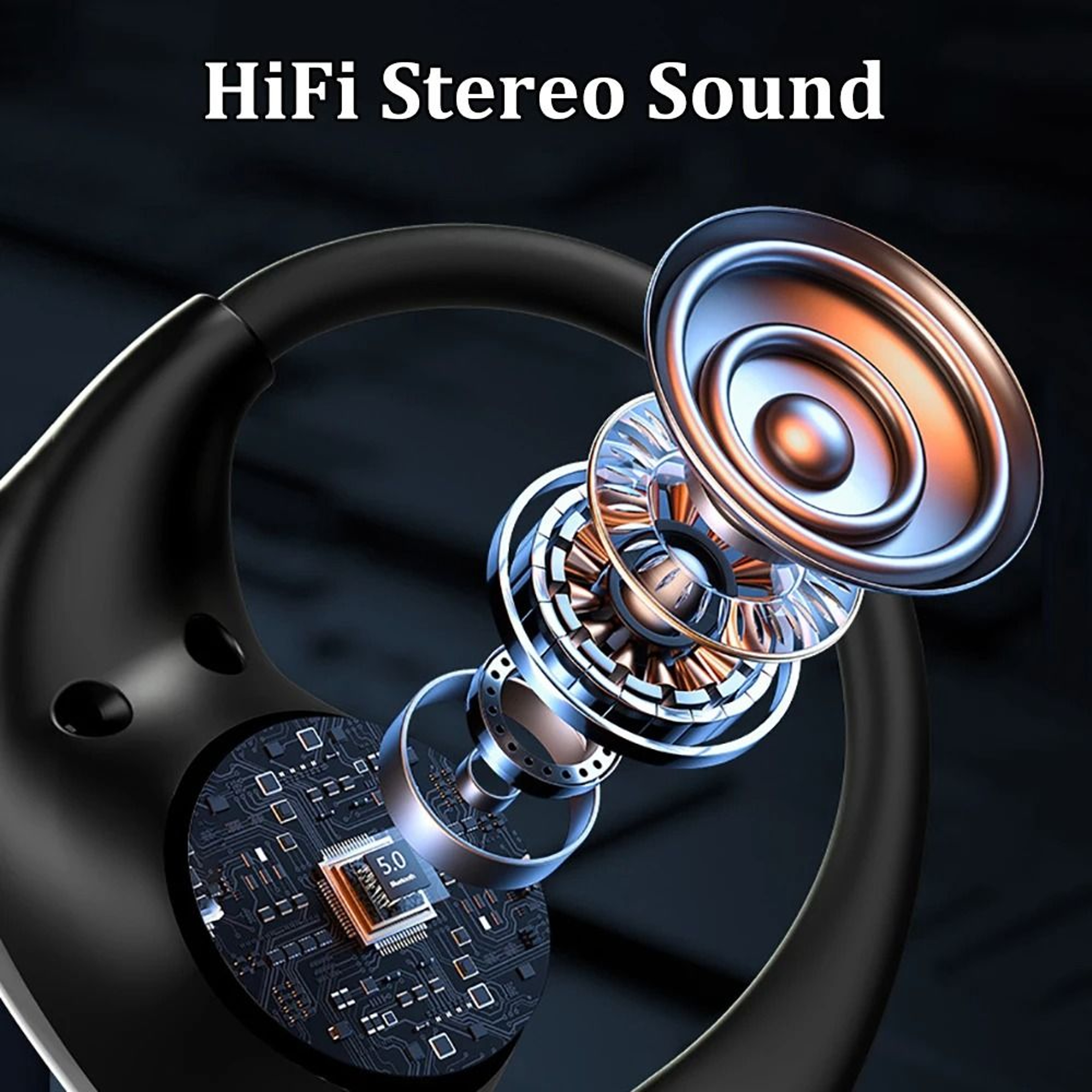 Bluetooth 54 Ear Hook Wireless Headphones With LED Display Waterproof TWS Earbuds 5