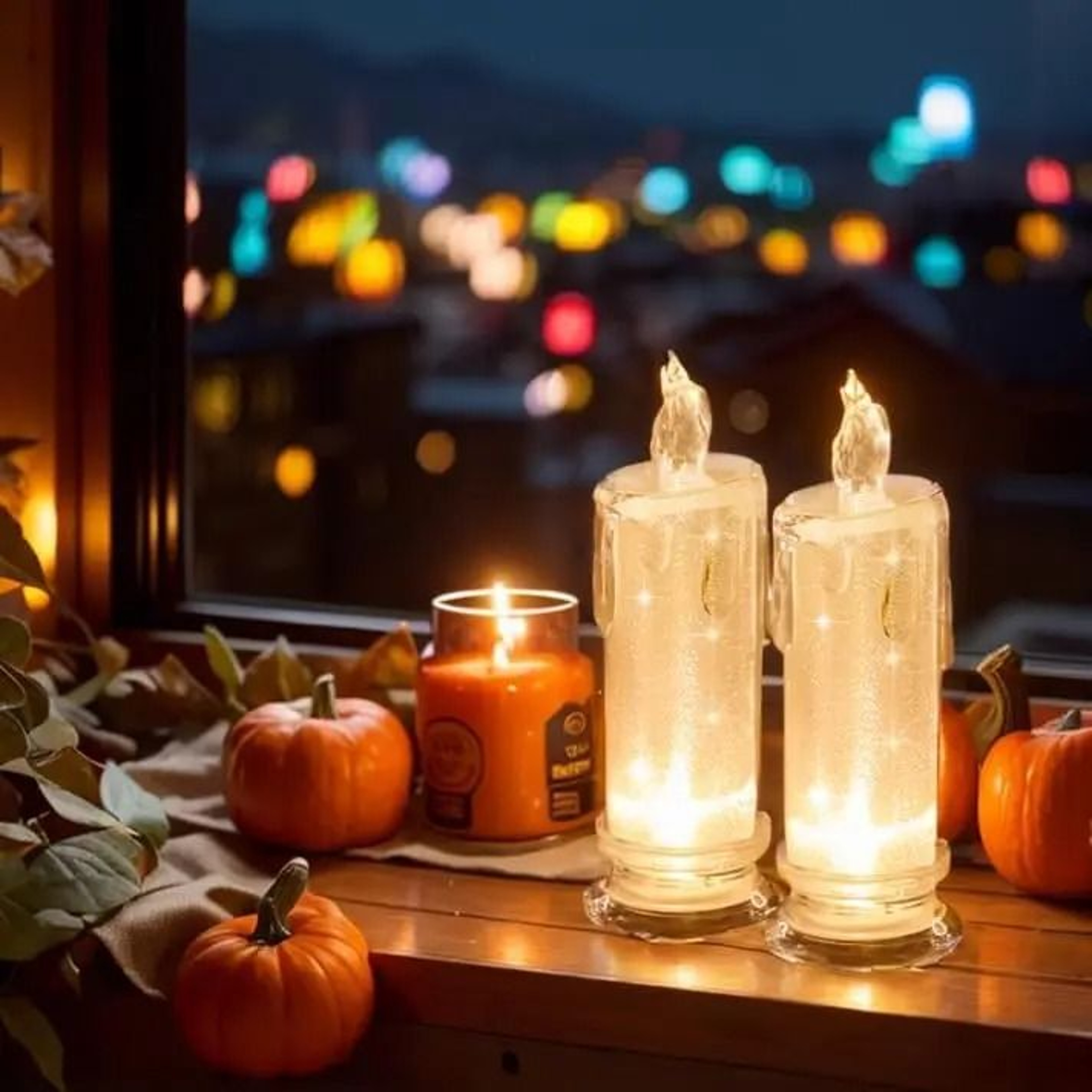 Crystal LED Lantern Night Lamp Flameless Battery Powered Transparent Table Decor 8