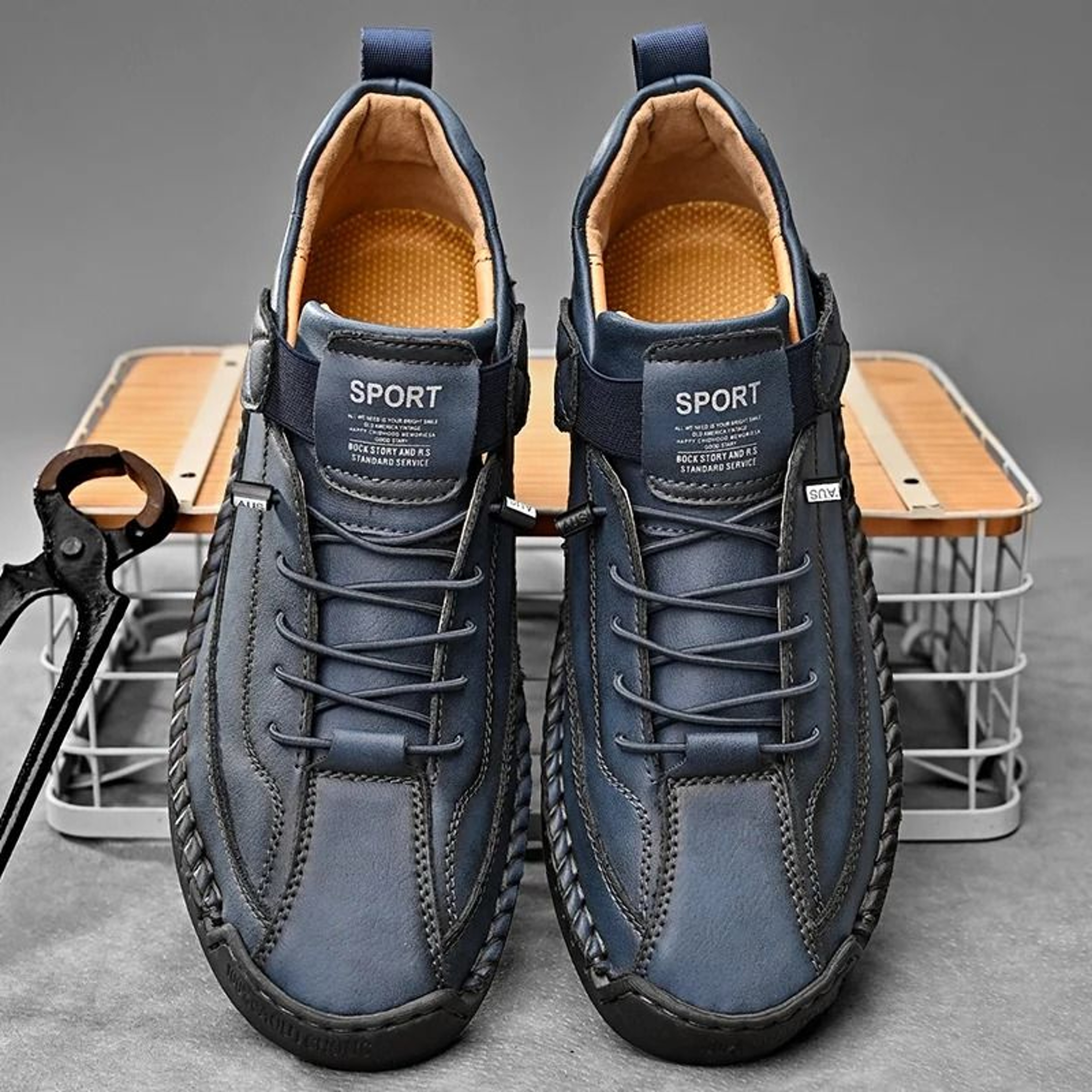 Mens Handmade Leather Loafers Casual Slip On Breathable Moccasins 1