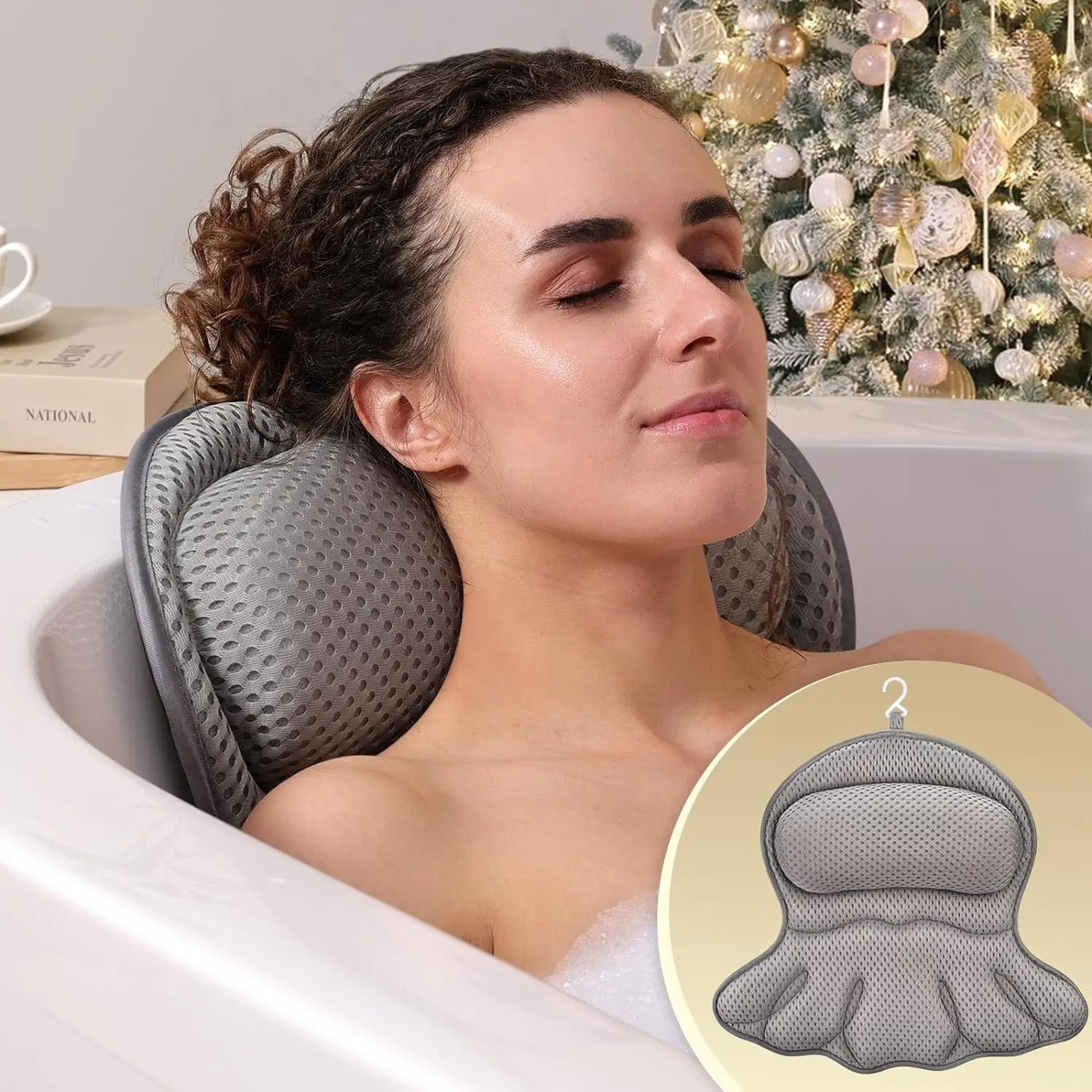 Bath Pillow Luxury 4D Mesh Tub Pillow For Neck Back And Head Support 0