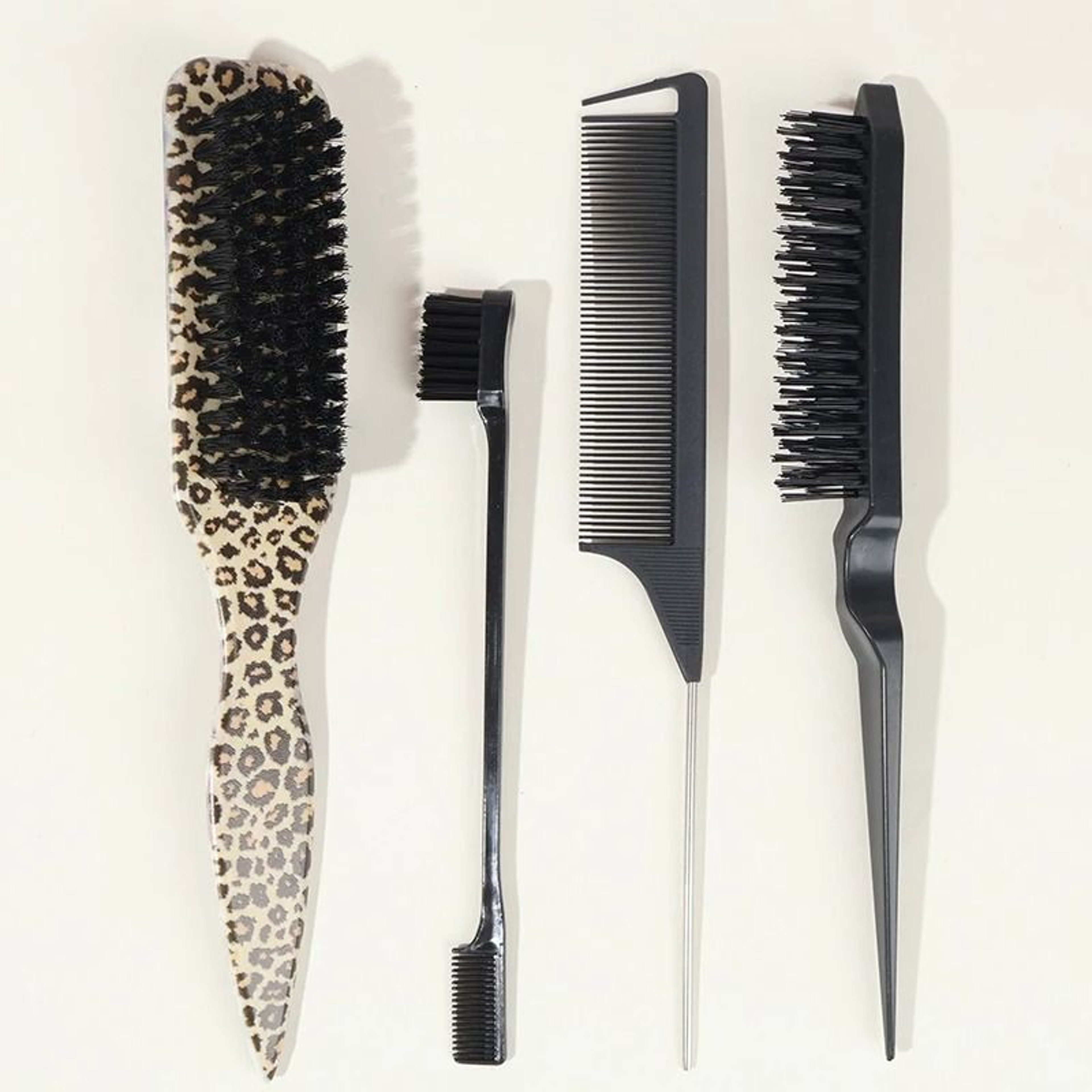 Boar Bristle Slick Back Hair Brush For Ponytails Buns And Flyaway Control 1