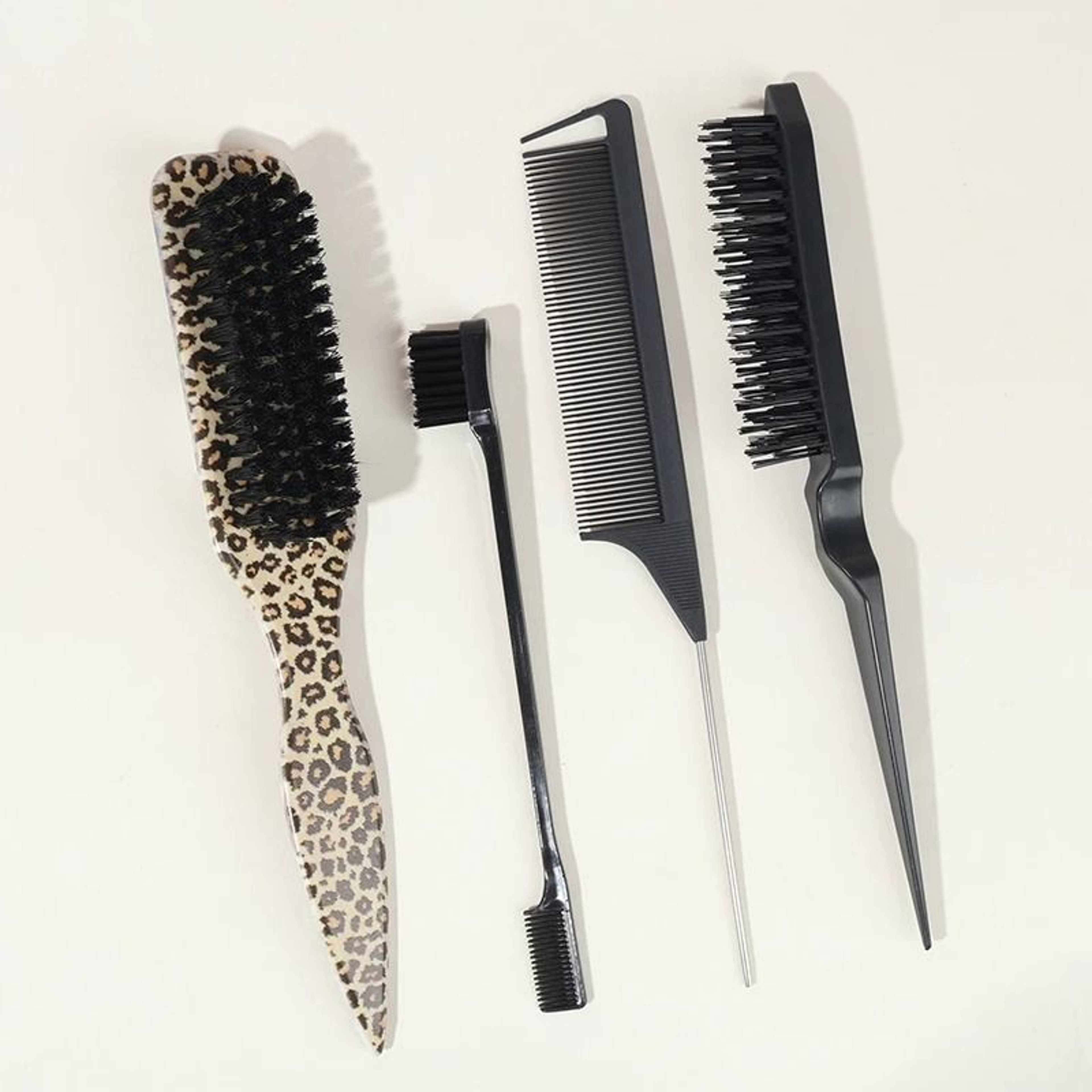 Boar Bristle Slick Back Hair Brush For Ponytails Buns And Flyaway Control 5