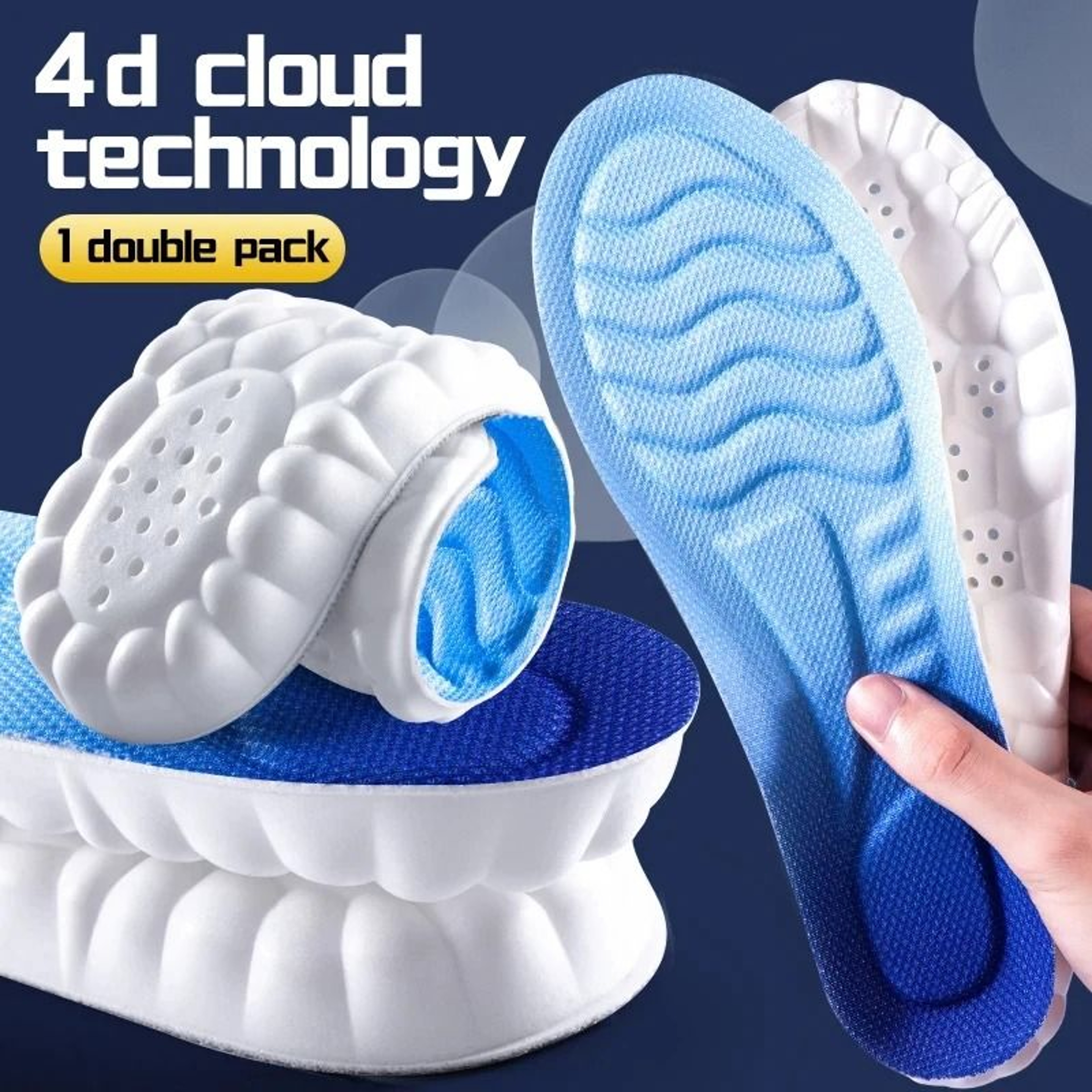 4D Cloud Technology Sports Insoles Soft Breathable Shock Absorption Cushion 7