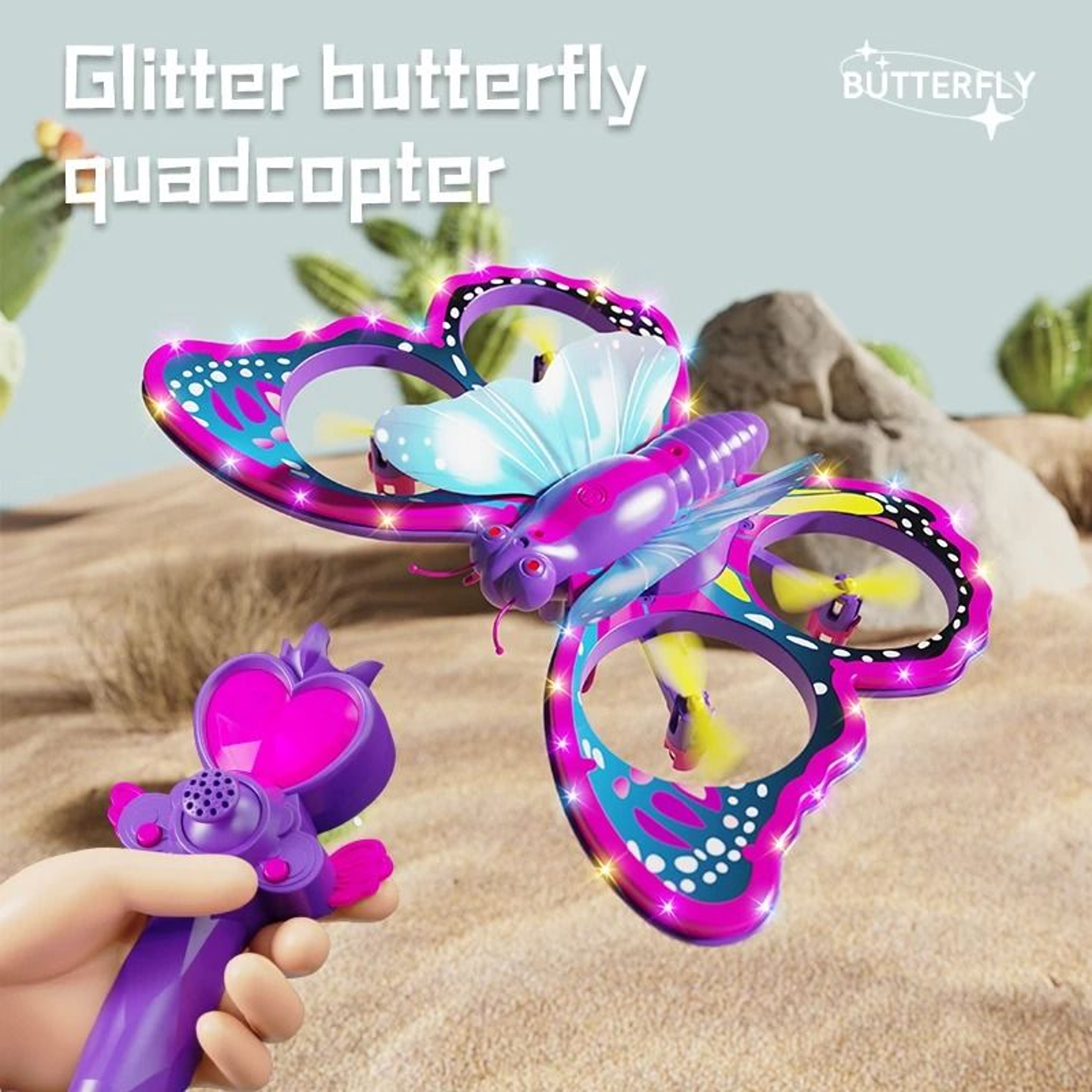V40 Glitter Butterfly Mini RC Drone With 24GHz Gravity Control  LED Lights Toy 0