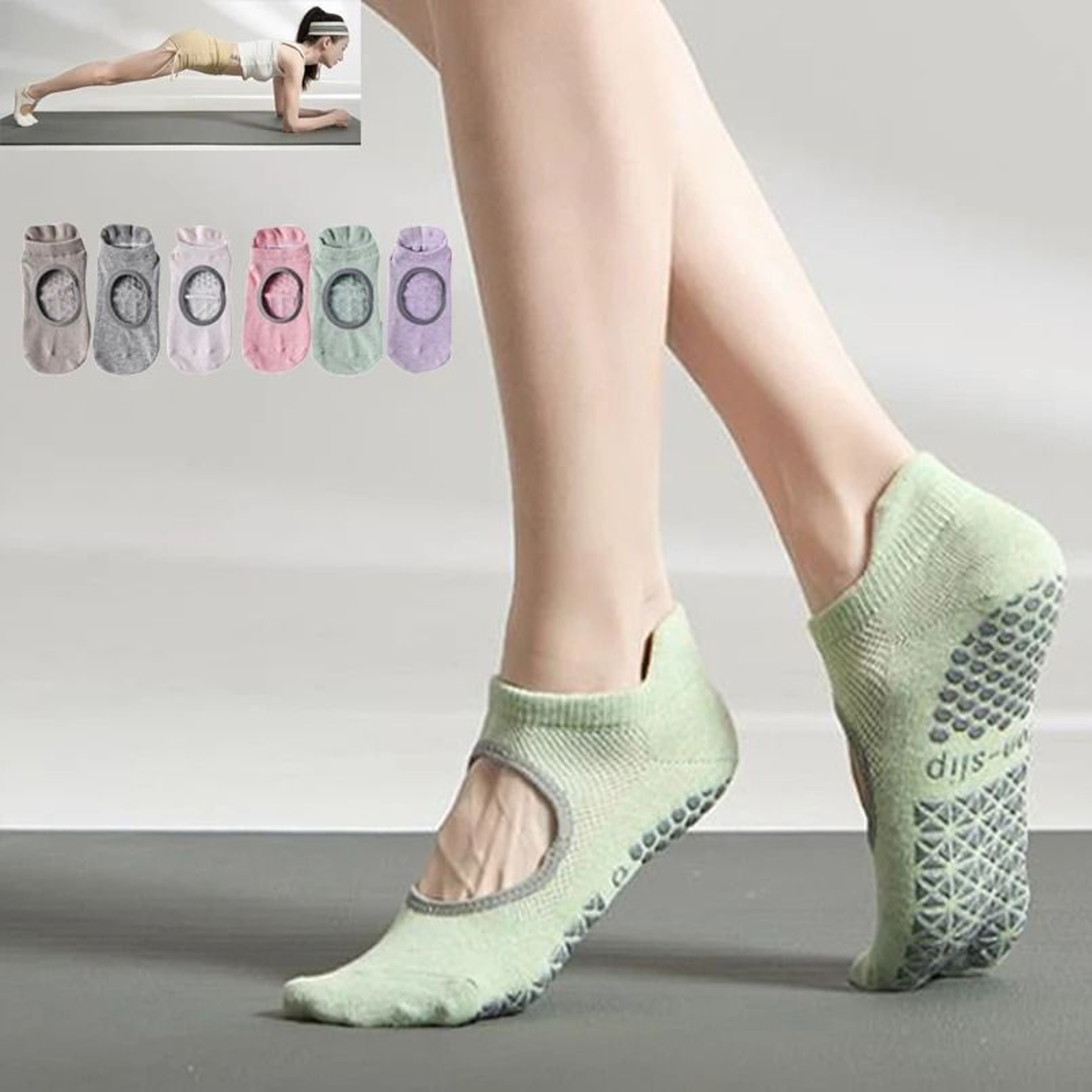 Women Hollow Out Pilates Socks With Silicone AntiSlip Grip For Yoga And Fitness 0