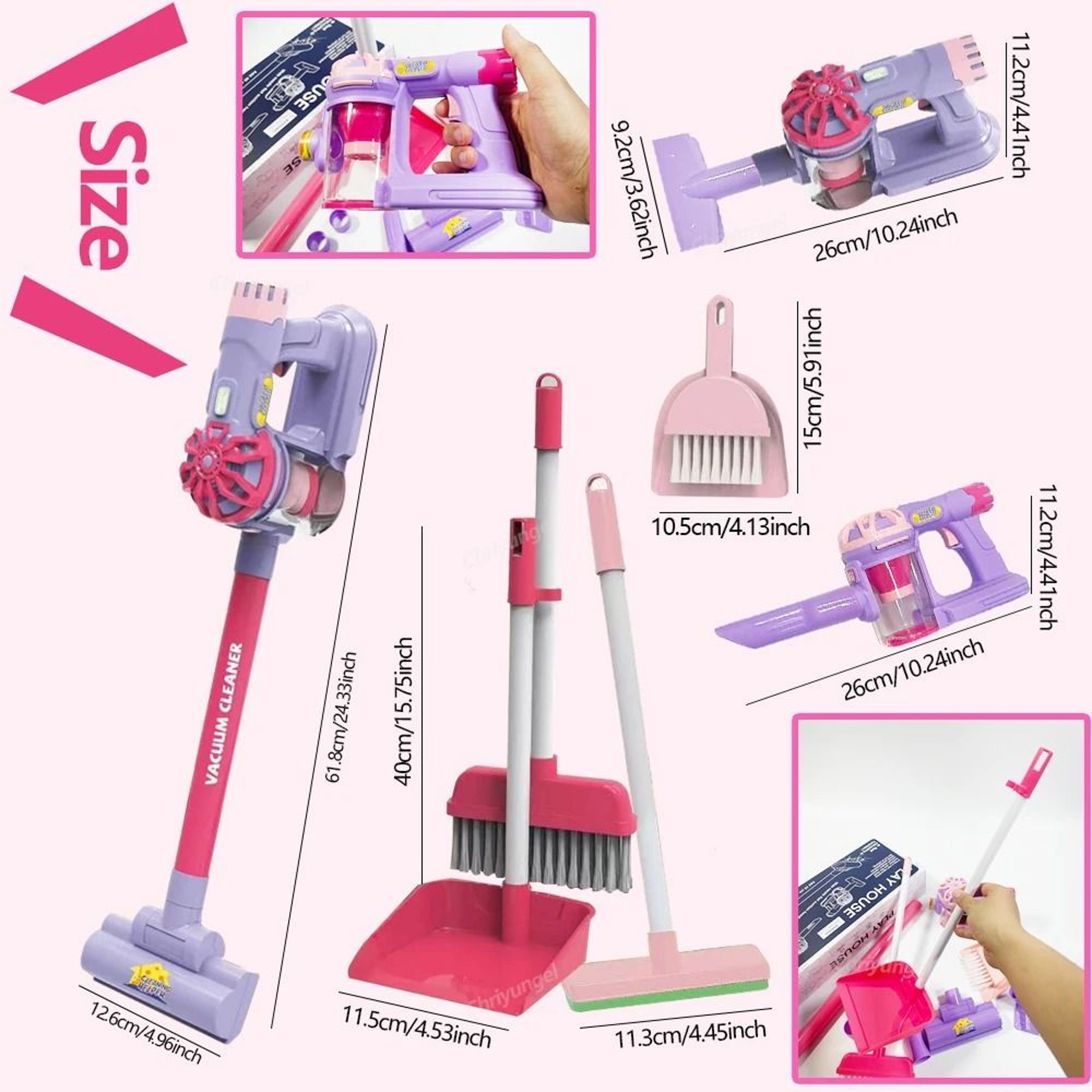 Kids Electric Vacuum Cleaner Toy Role Play Housekeeping Educational Set 4